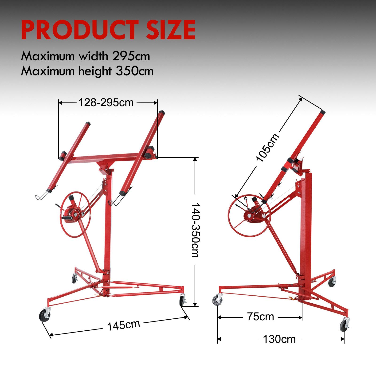 CCLIFE Plattenheber Plattenheber Klappbar für Trockenbau Rigipsplatten XXL Höhe 140-350 cm, -] – Bild 3 von 5