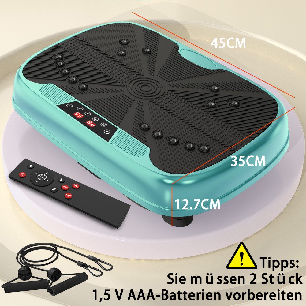 BBG Vibrationsplatte Vibrationsplatten,Trainingsgerät Ganzkörper Fitnessplattform, 200 W, mit Widerstandsbändern Geschwindigkeitskontrolle leise kompakt