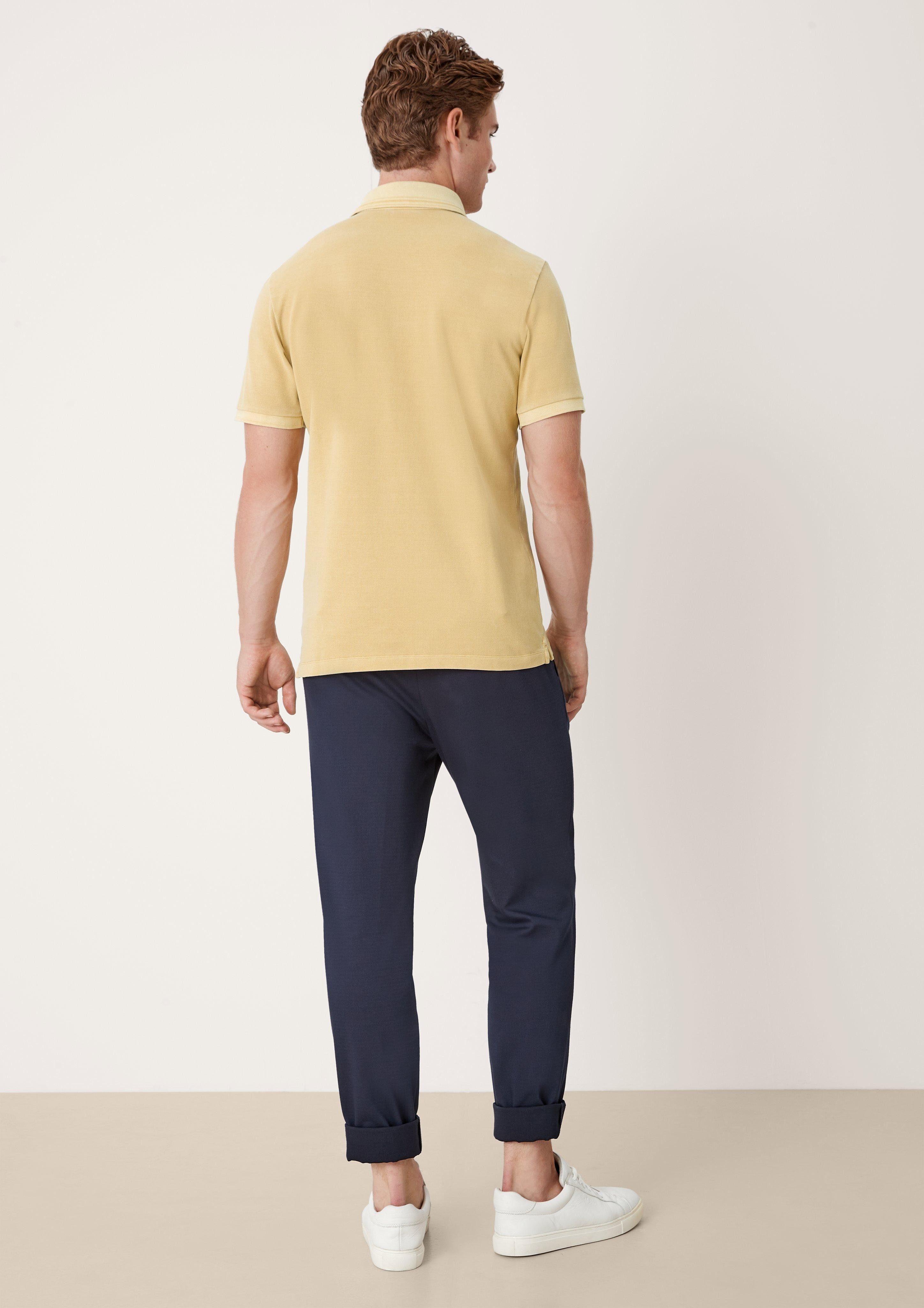 s.Oliver Waschung, Poloshirt yellow mit Kurzarmshirt Label-Patch Wascheffekt