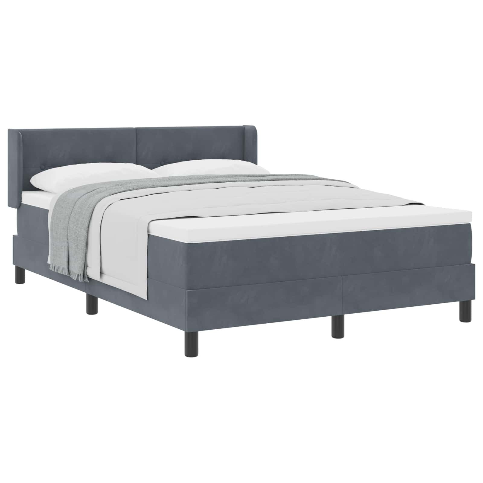 Bett Boxspringbett mit Kopfteil Dunkelgrau 200 x 140 cm Samt