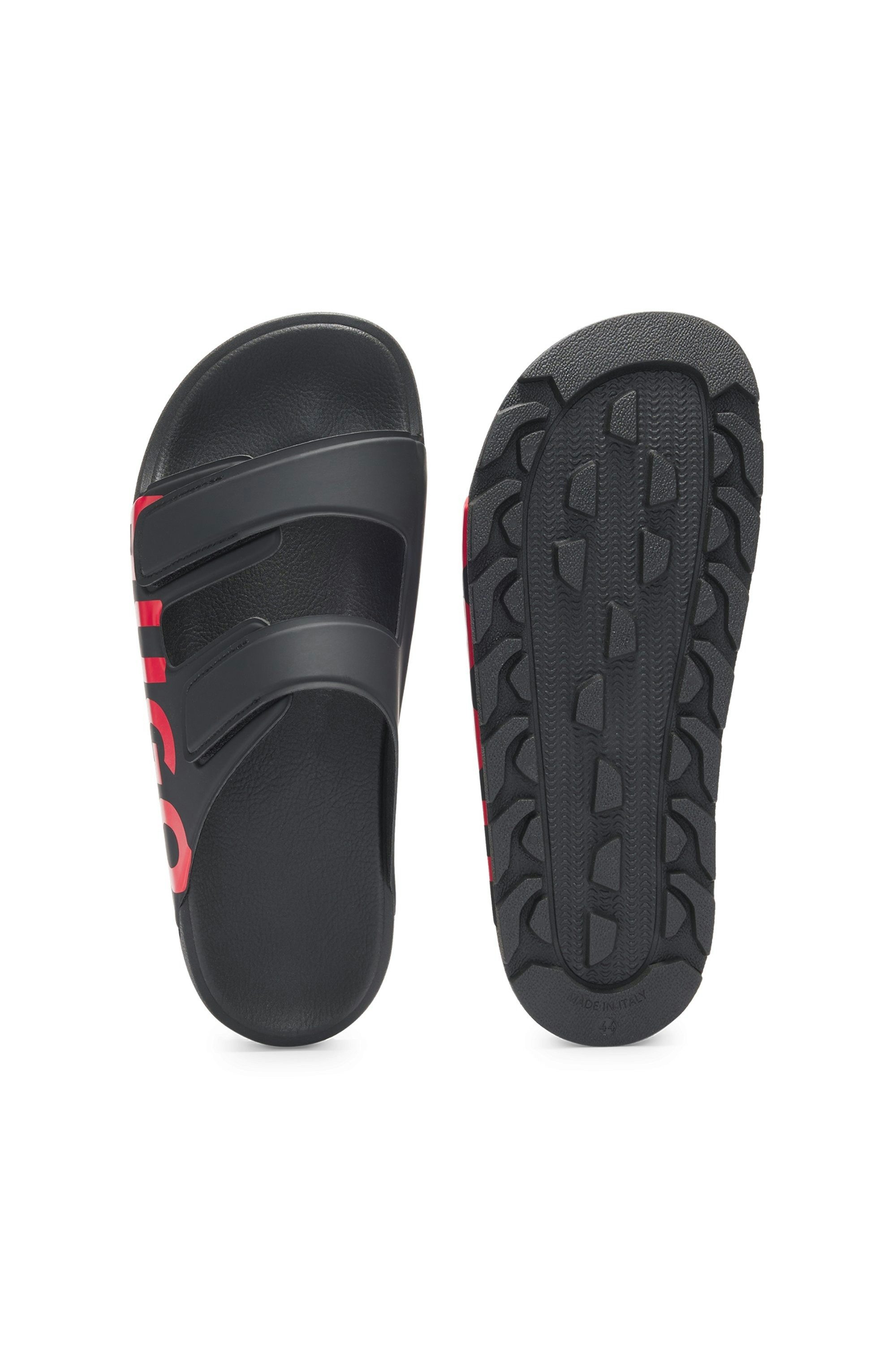 HUGO Evander_Sand Badepantolette Sommerschuh, Strandschuh, Schlappen mit zwei Klettverschlüssen