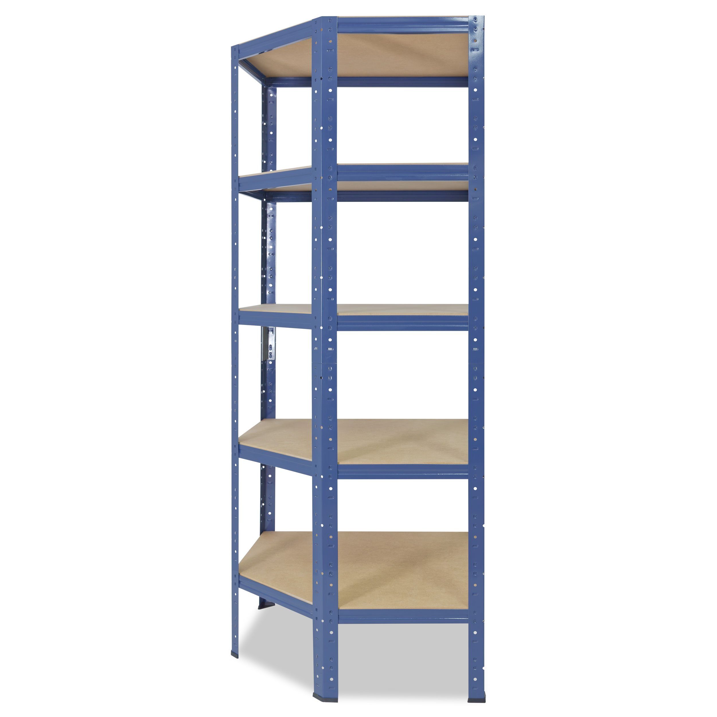 verzinkt Garagen Ecke, 180x80x50cm 175kg Eckregal mit Tragkraft blau, Schwerlastregal Regal Shelf Steckregal 5 Keller HOME, shelfplaza Corner Eckregal Böden, Metall stehend Eckregal