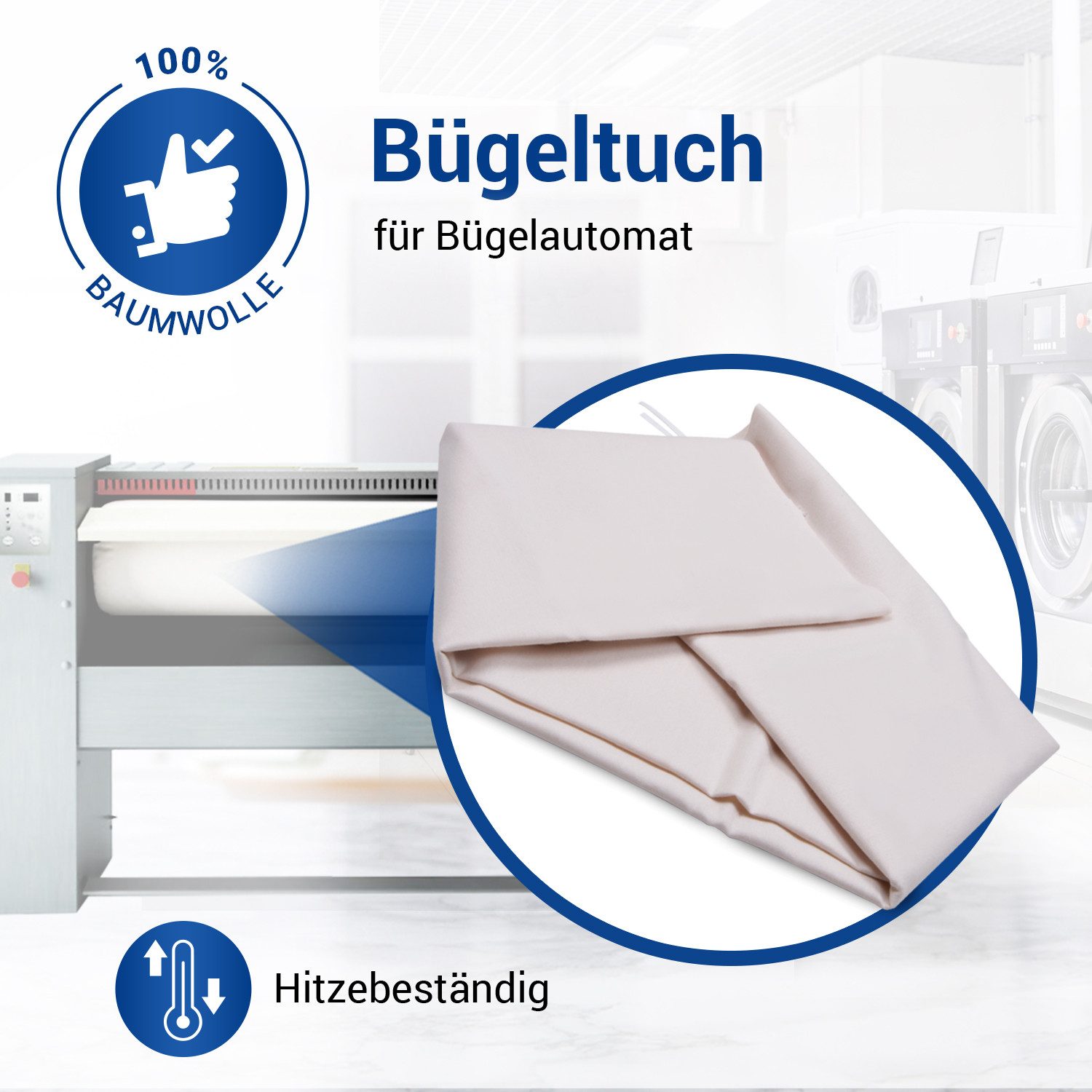 VIOKS Bügeltuch Mangeltuch universal, Zubehör für Bügelautomaten, mit 65 cm/85 cm Walzenbreite
