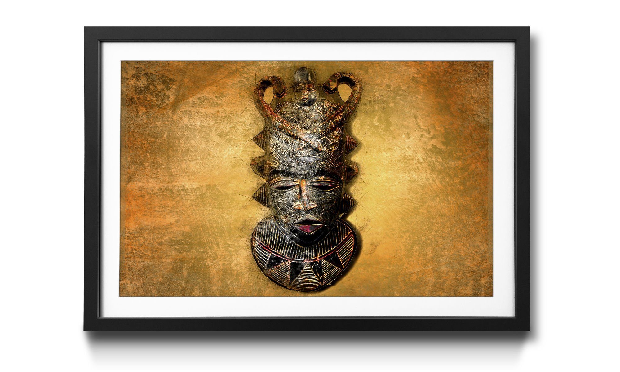 African Maske, 4 Afrikanische mit Größen erhältlich Bild WandbilderXXL Mask, Wandbild, Rahmen in
