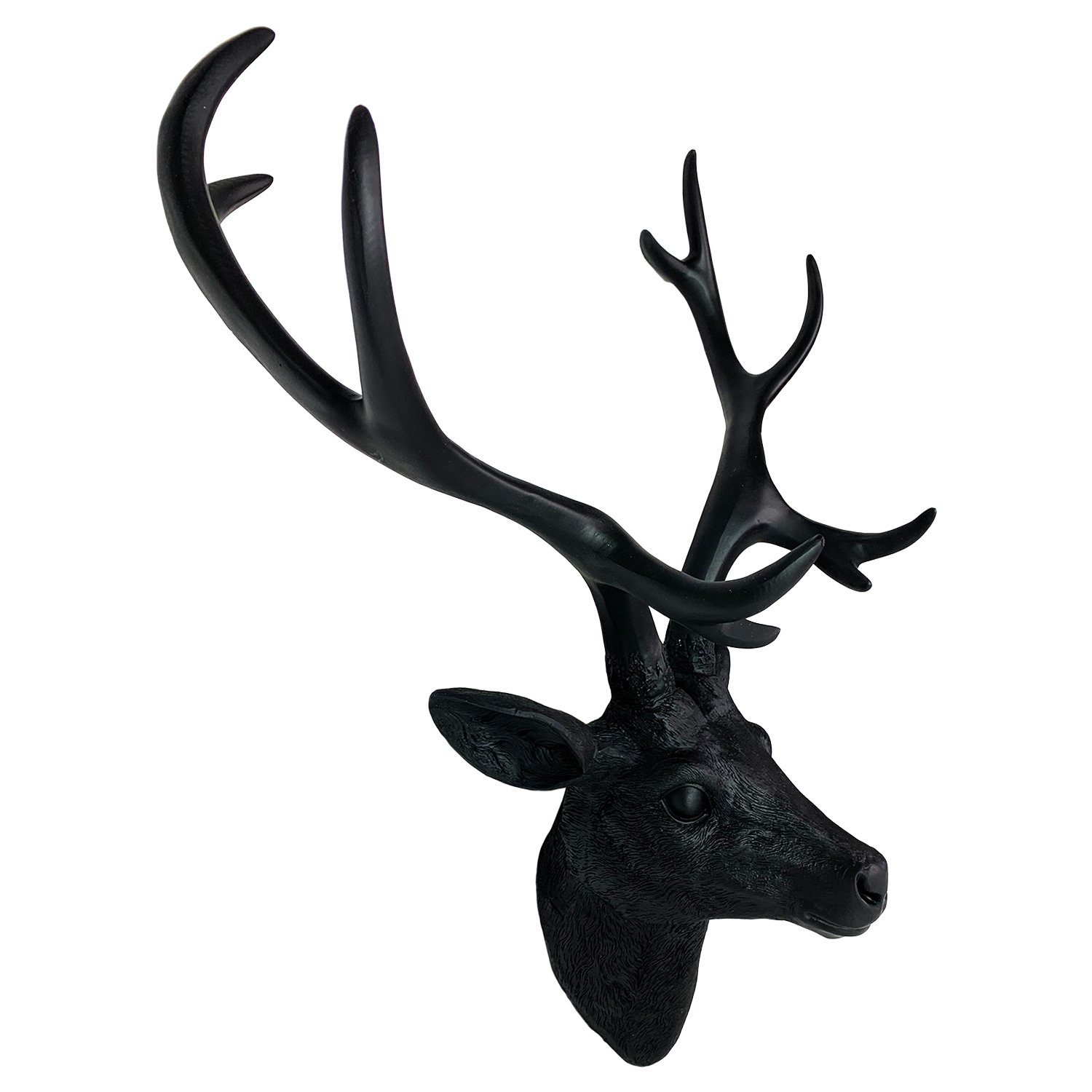 Mojawo Wanddekoobjekt XL Hirschgeweih Hirschkopf Geweih 10-Ender Schwarz 30 günstig online kaufen