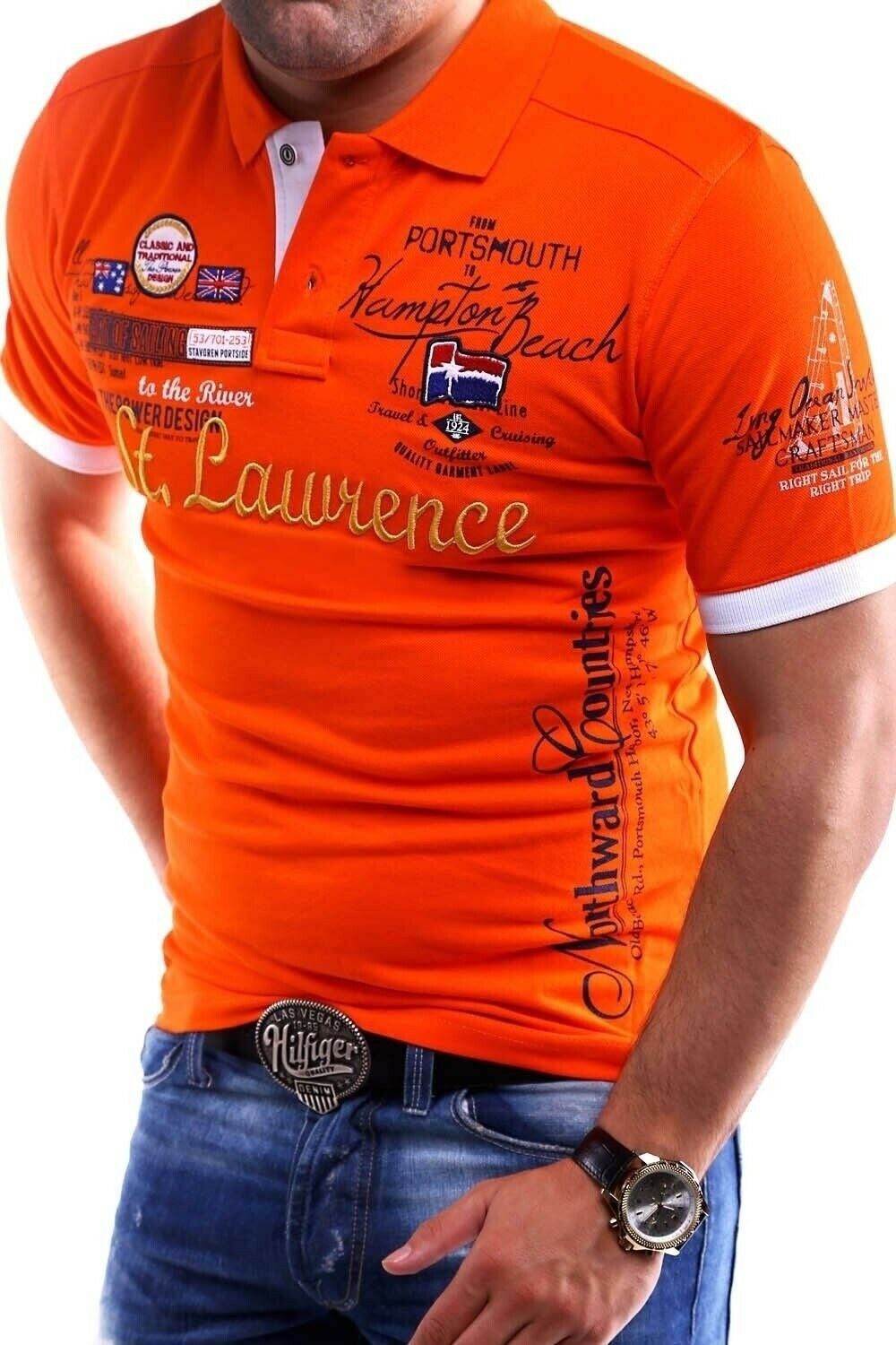 behype Poloshirt LAWRENCE in Piqué-Qualität orange