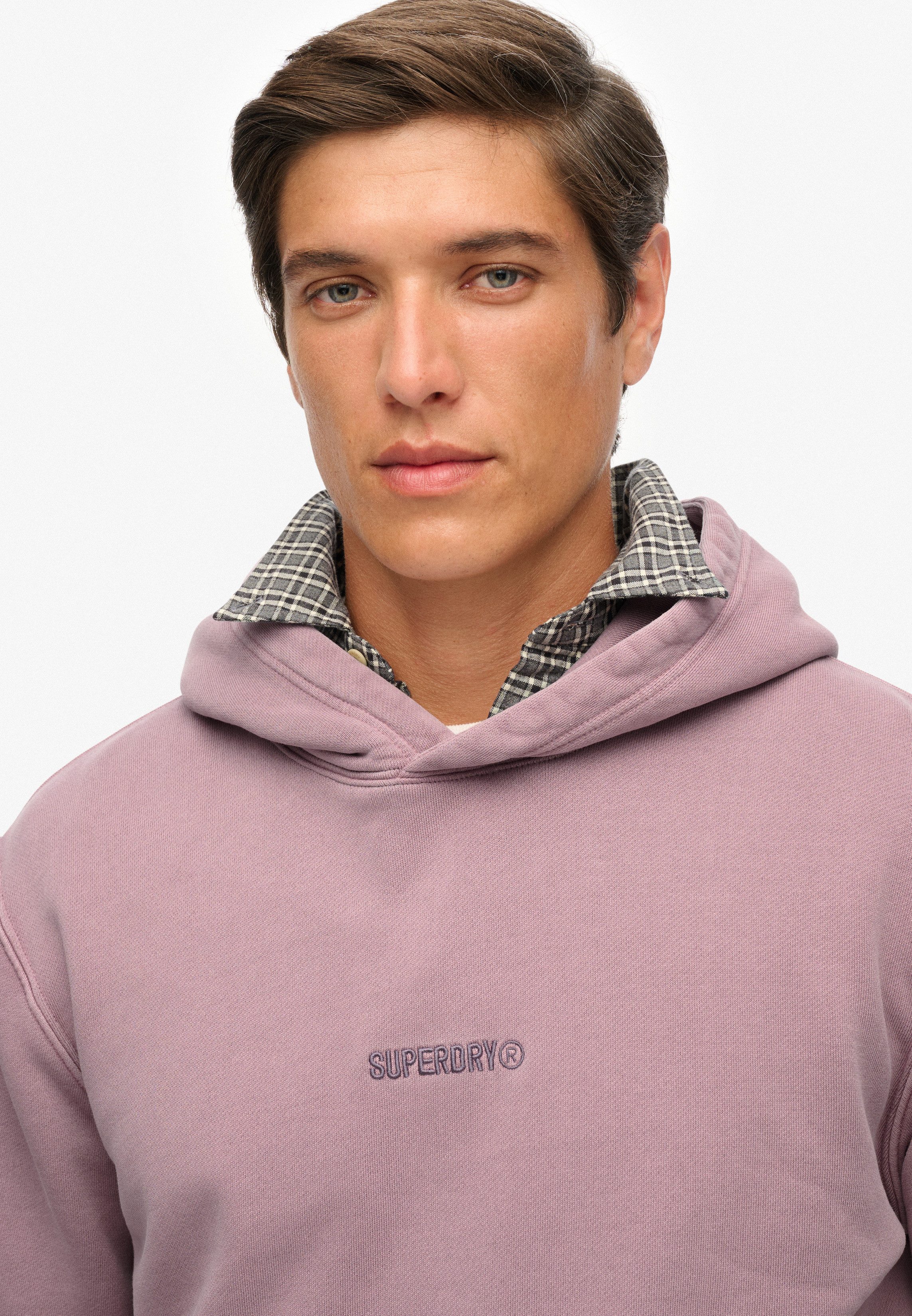 Superdry Kapuzensweatshirt MICRO LOGO HOOD aus Baumwolle und Polyester, Relaxed Fit, angeraute Sweatware