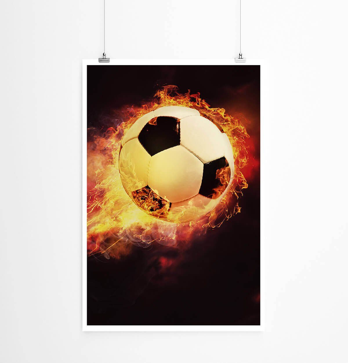Sinus Art Poster Feuriger Fußball 60x90cm Poster
