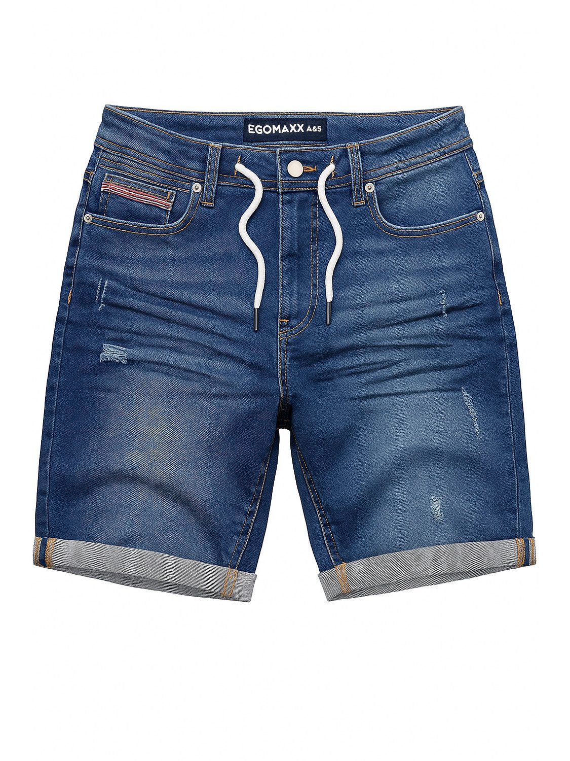Egomaxx Jeansshorts Distressed Denim mit Kordelzug günstig online kaufen
