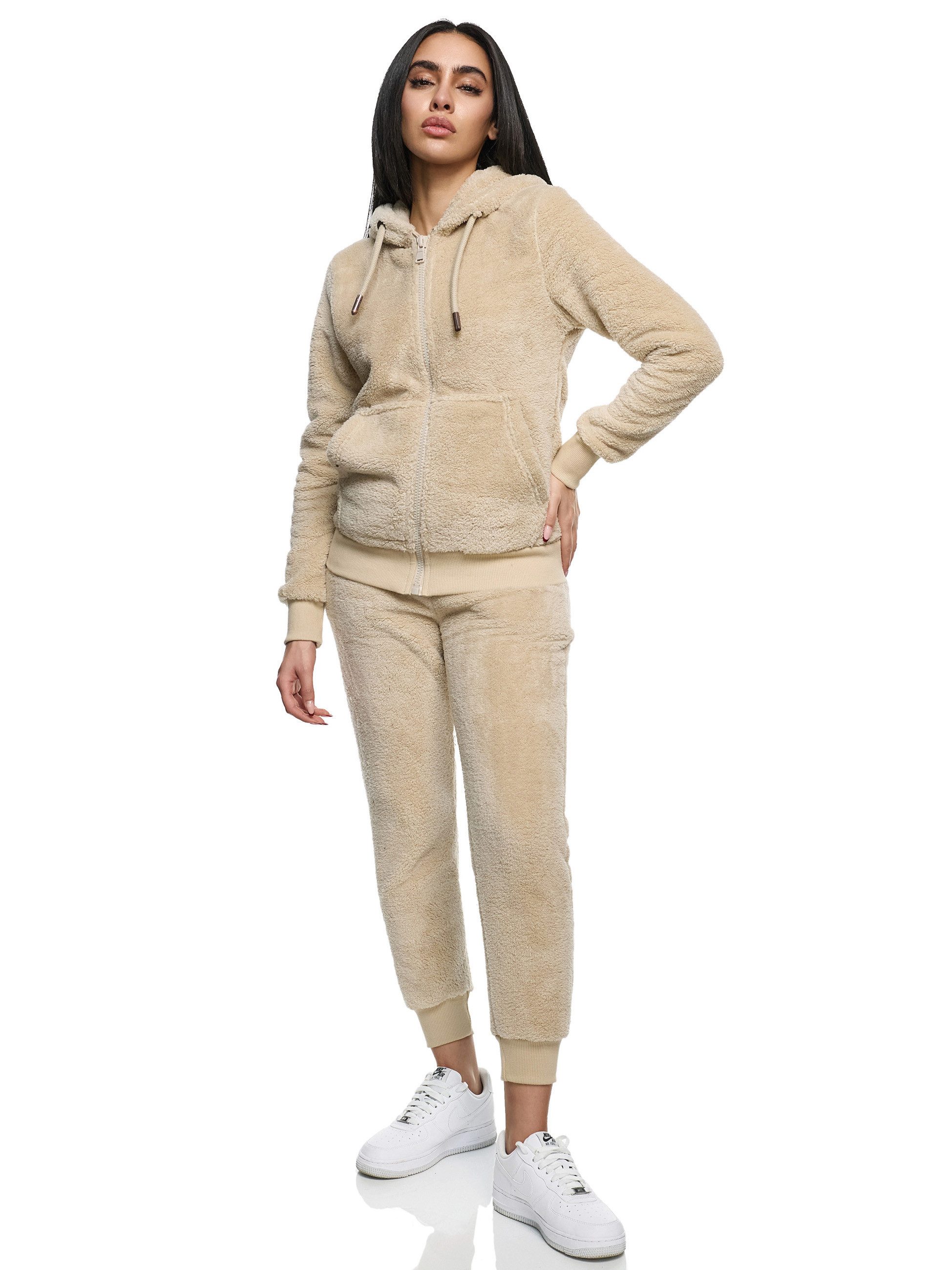 REPUBLIX Jogginganzug CALLIE, Damen Plüsch Zweiteiler Hausanzug Training Sportanzug Jogginganzug