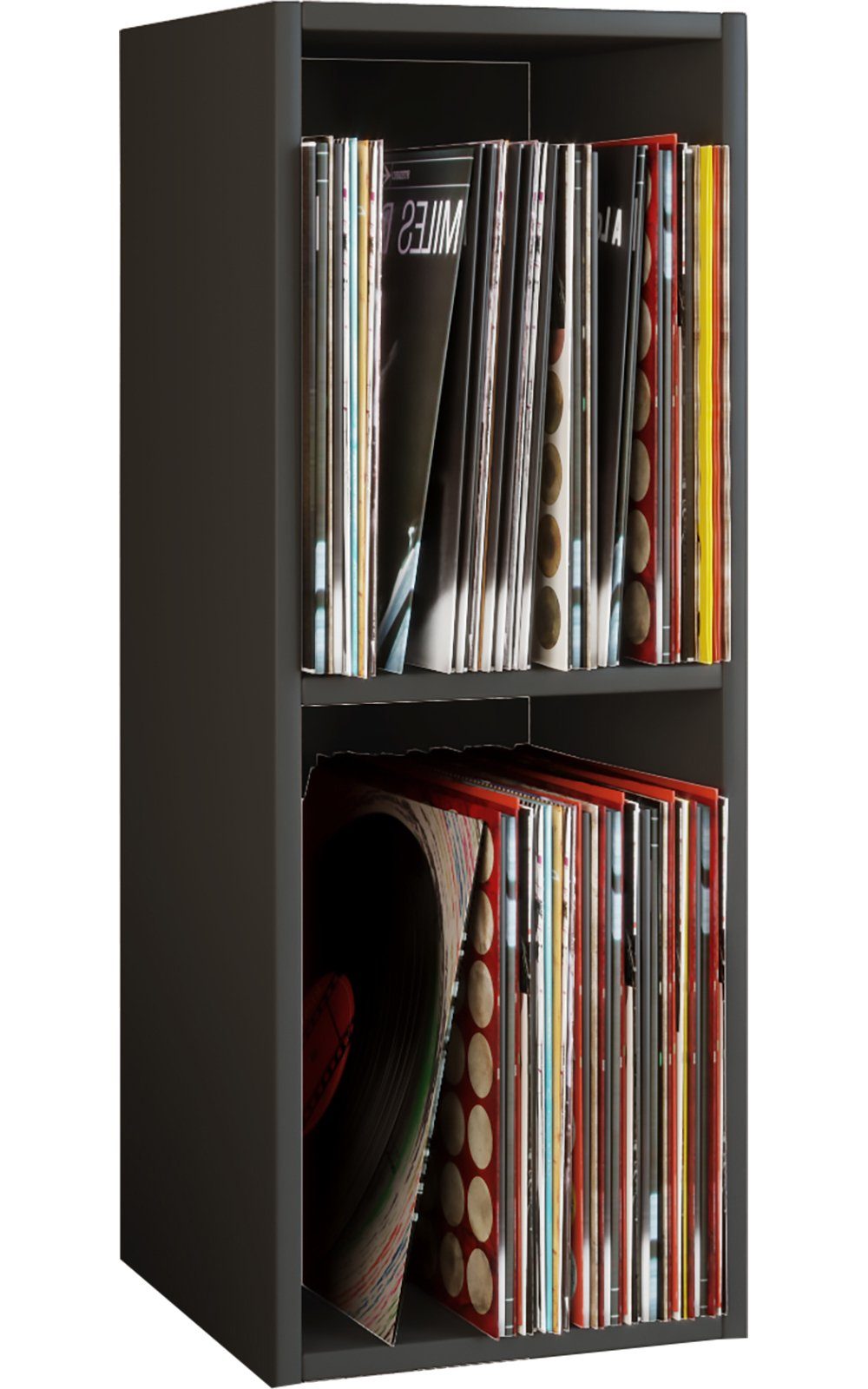 Stand Schallplatten Holz Schwarz Platto VCM CD-Regal Regal LP 1-tlg. 2fach,