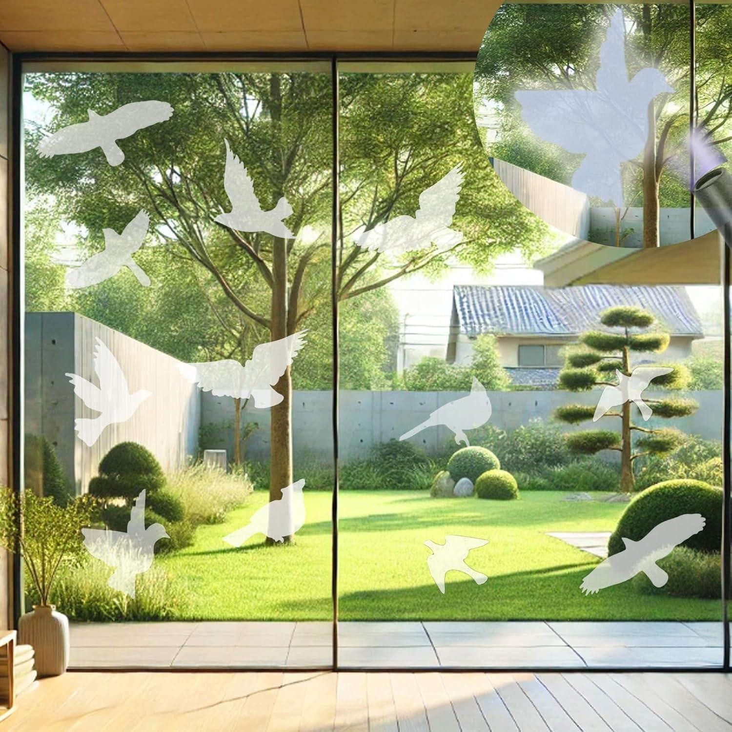 LuxusKollektion Fensterbild Vogelaufkleber statisch UV-reflektierend weiß
