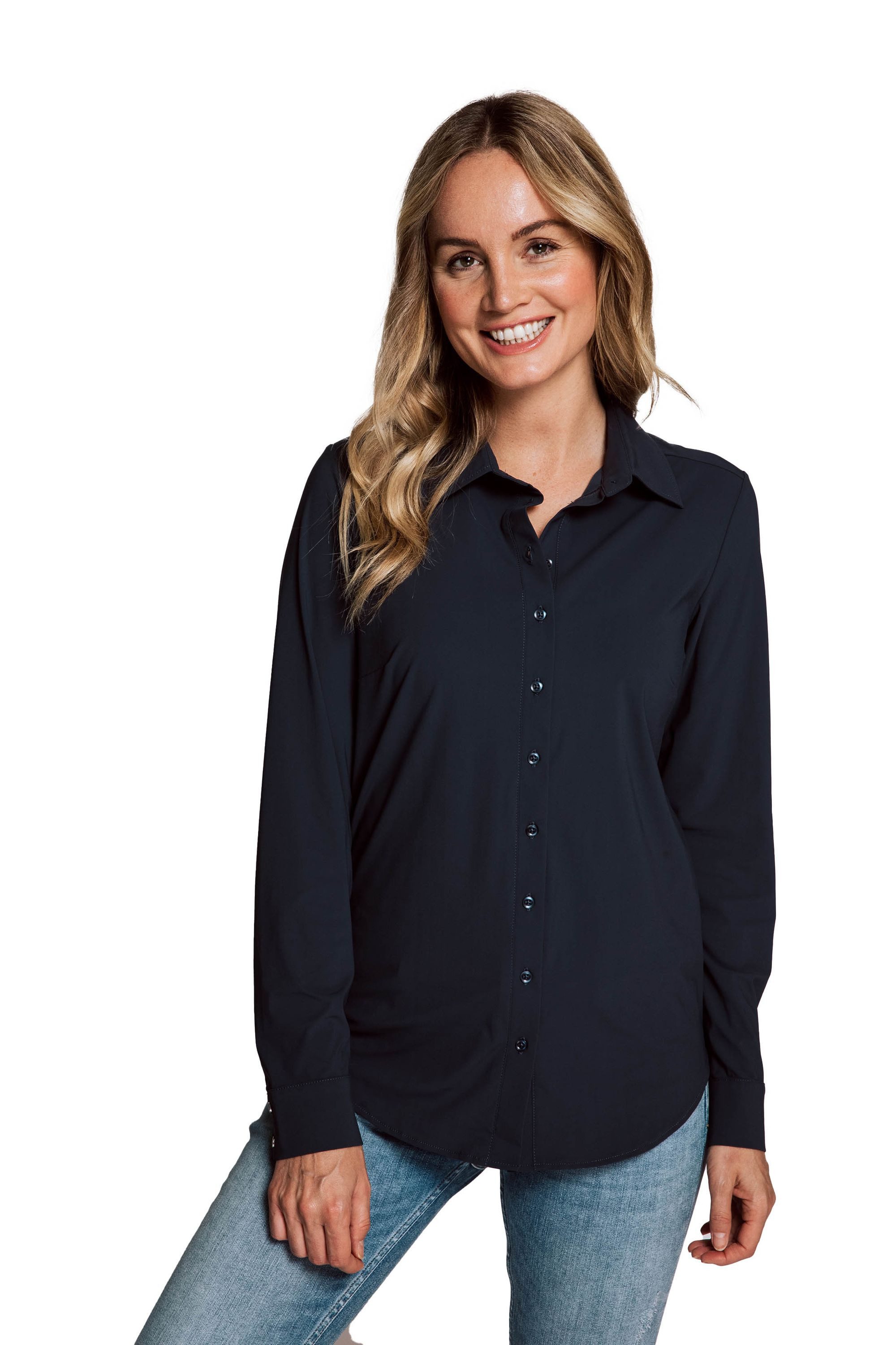 Langarmbluse Bluse FAYE Blau