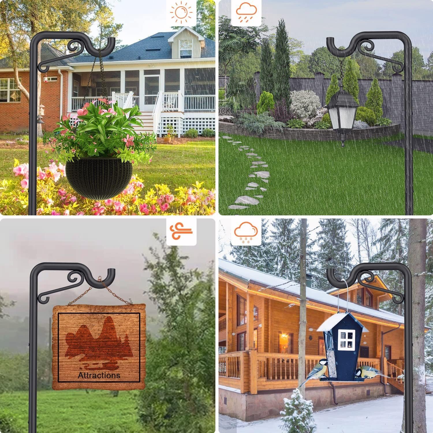 Coonoor Gartenstecker Schäferhaken für den Außenbereich, 2 Stück 90in/228cm günstig online kaufen