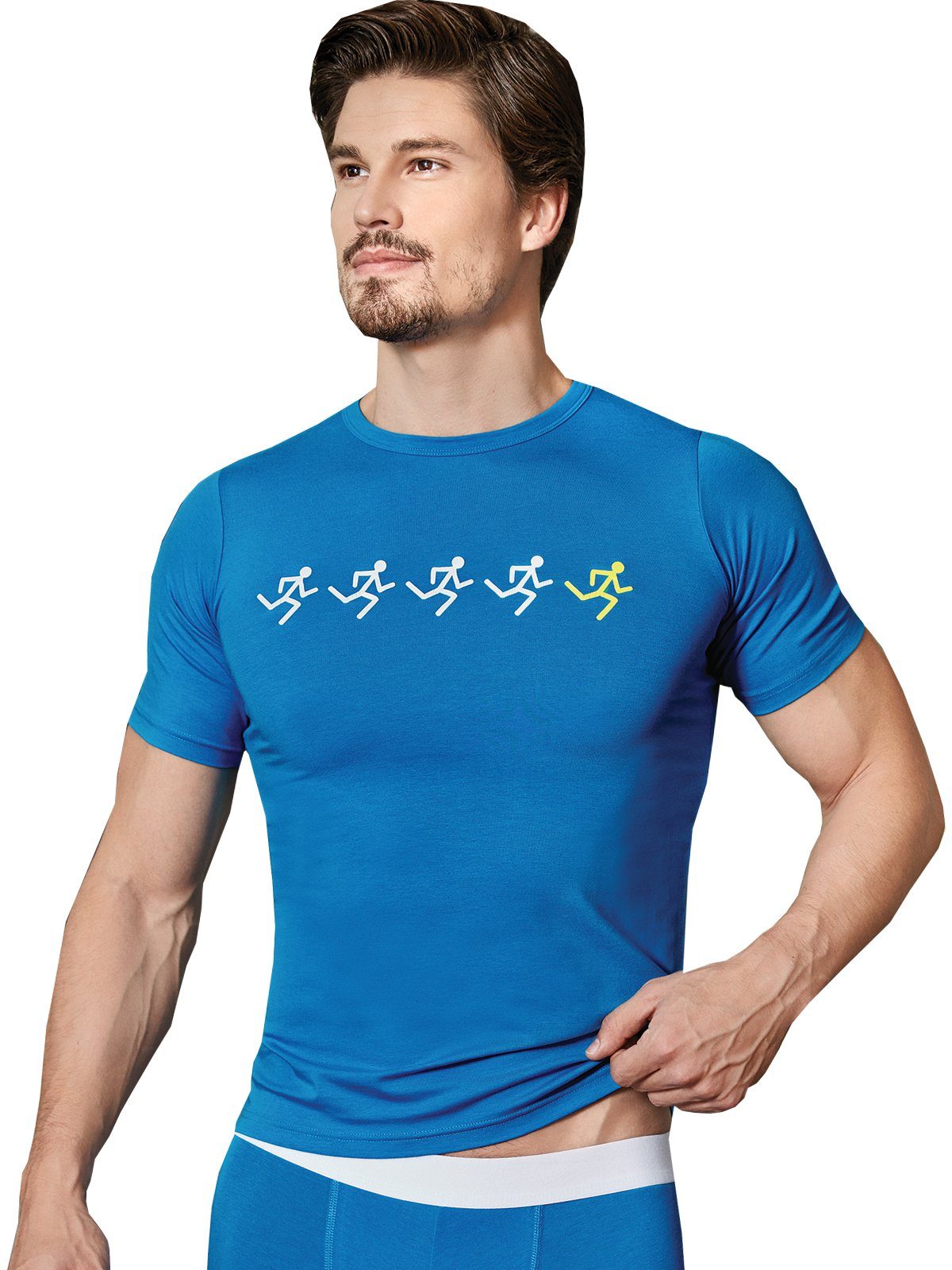 T-Shirt Slimfit Berrak Collection Shirt Modal BS1034 Sax Herren Blau,
