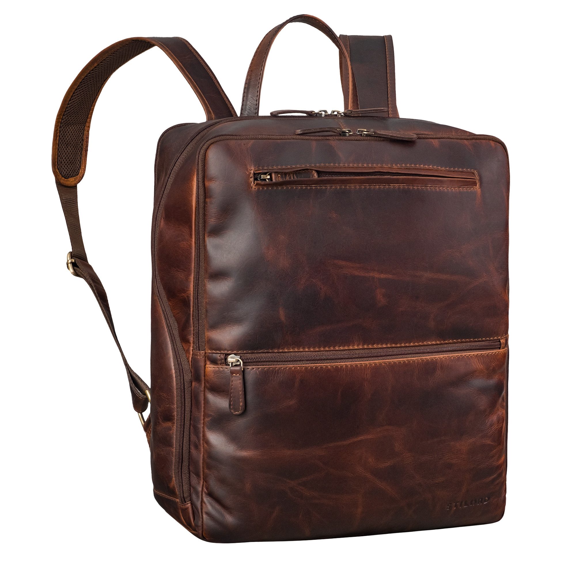 Notebookrucksack "Ettore" Großer Business Rucksack Herren Leder 17 Zoll Laptoprucksack