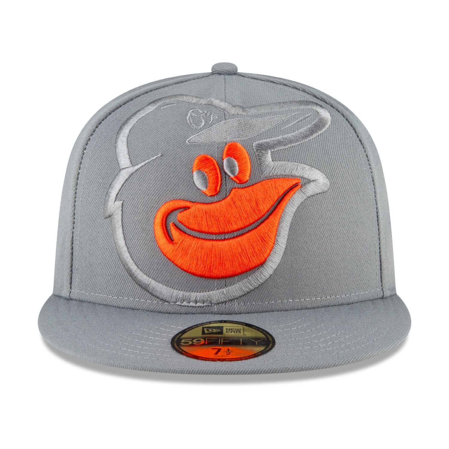 Team Cap Fitted MLB Orioles 59Fifty STORM Baltimore Cooperstown Era GREY New