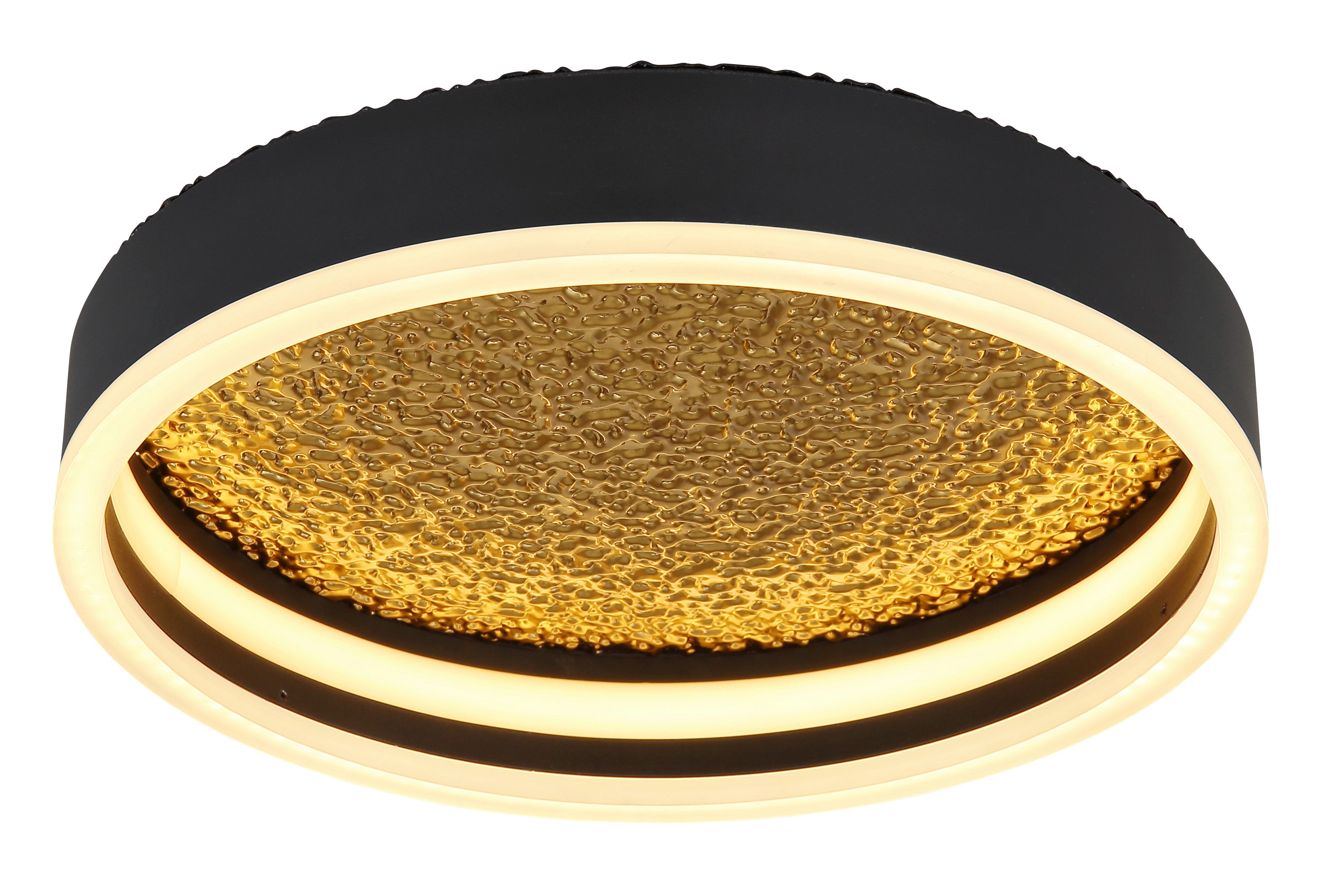GLOBO LIGHTING Deckenleuchte HEDI, LED fest integriert, Warmweiß, Schwarze Deckenleuchte mit Goldakzenten, Silikon weiß, LED 24W