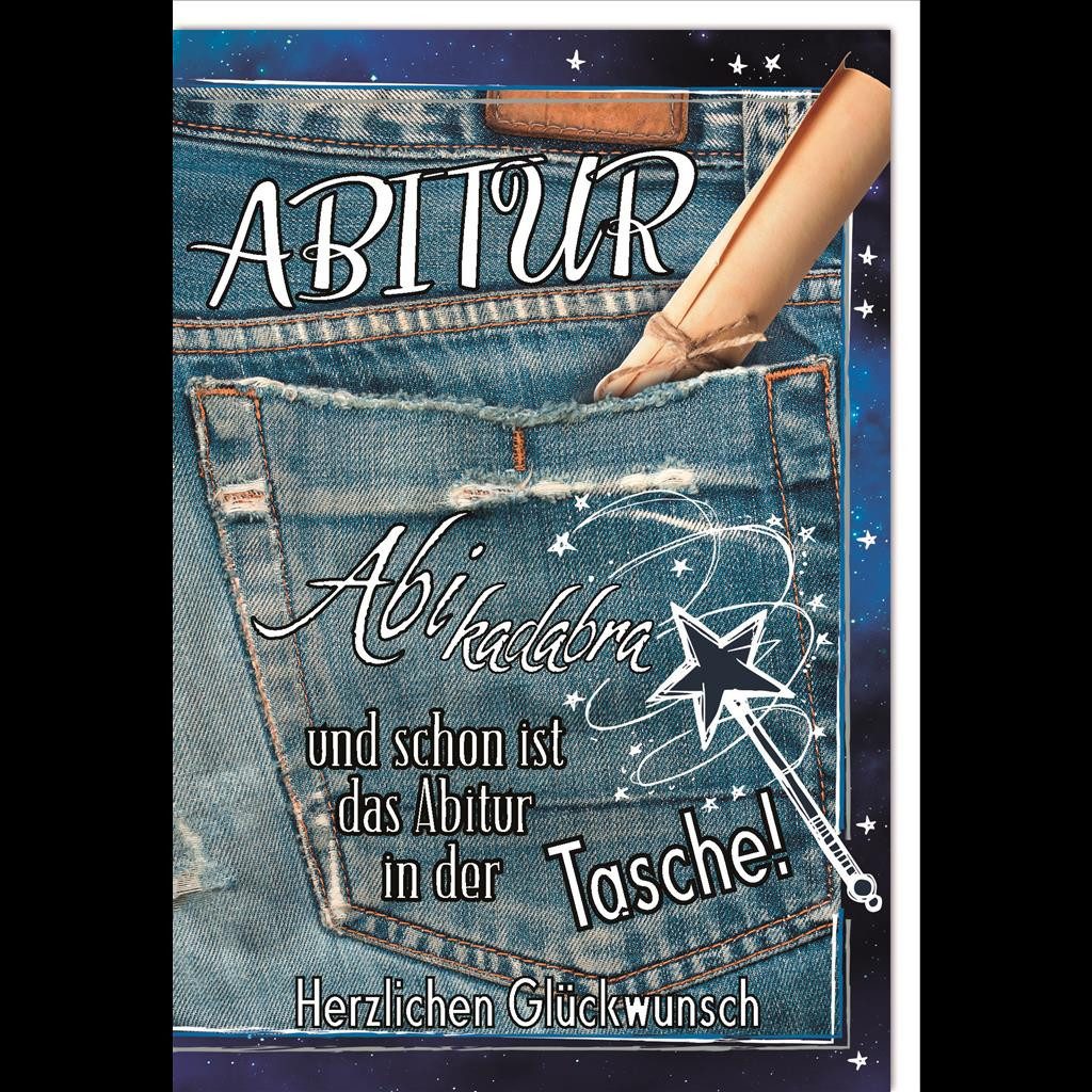 Verlag Dominique Grußkarten Abitur - Glückwunschkarte im Format 11,5 x 17 cm mit Umschlag - Jeans