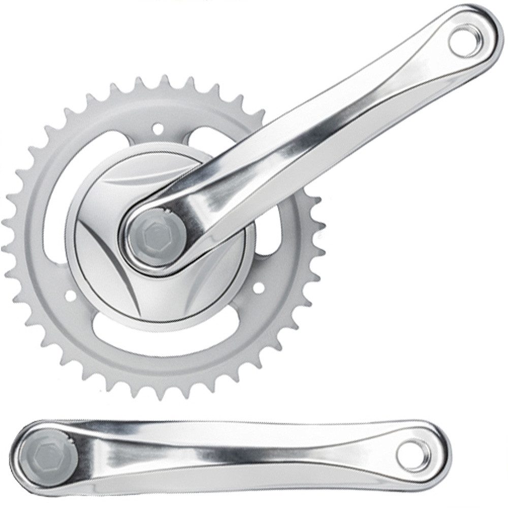 Fahrradkurbel Kurbelsatz 38Z Alu / Stahl 170mm mit Disk silber Fahrrad
