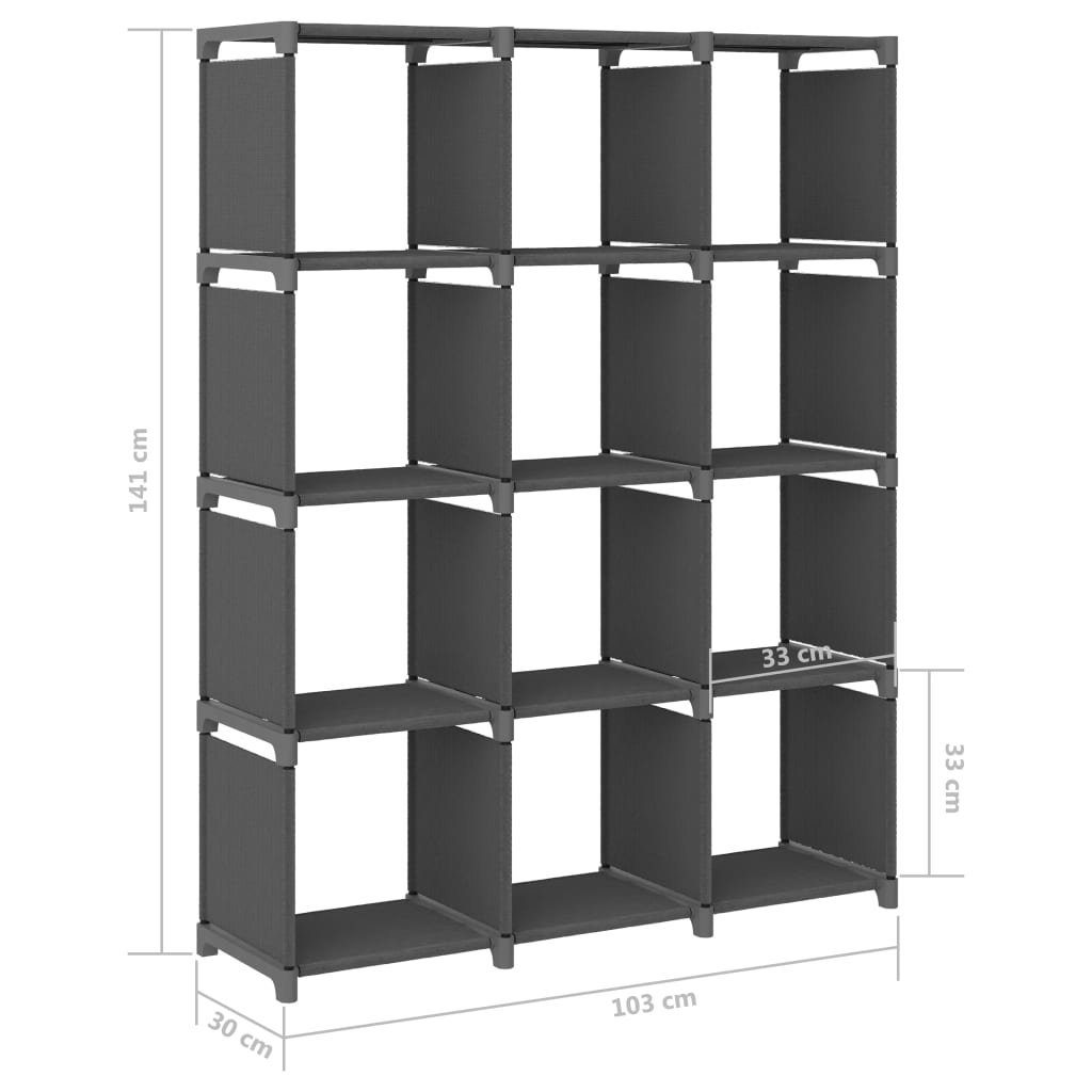 Grau Bücherregal Würfel-Regal furnicato Stoff 12 103x30x141 Fächer cm