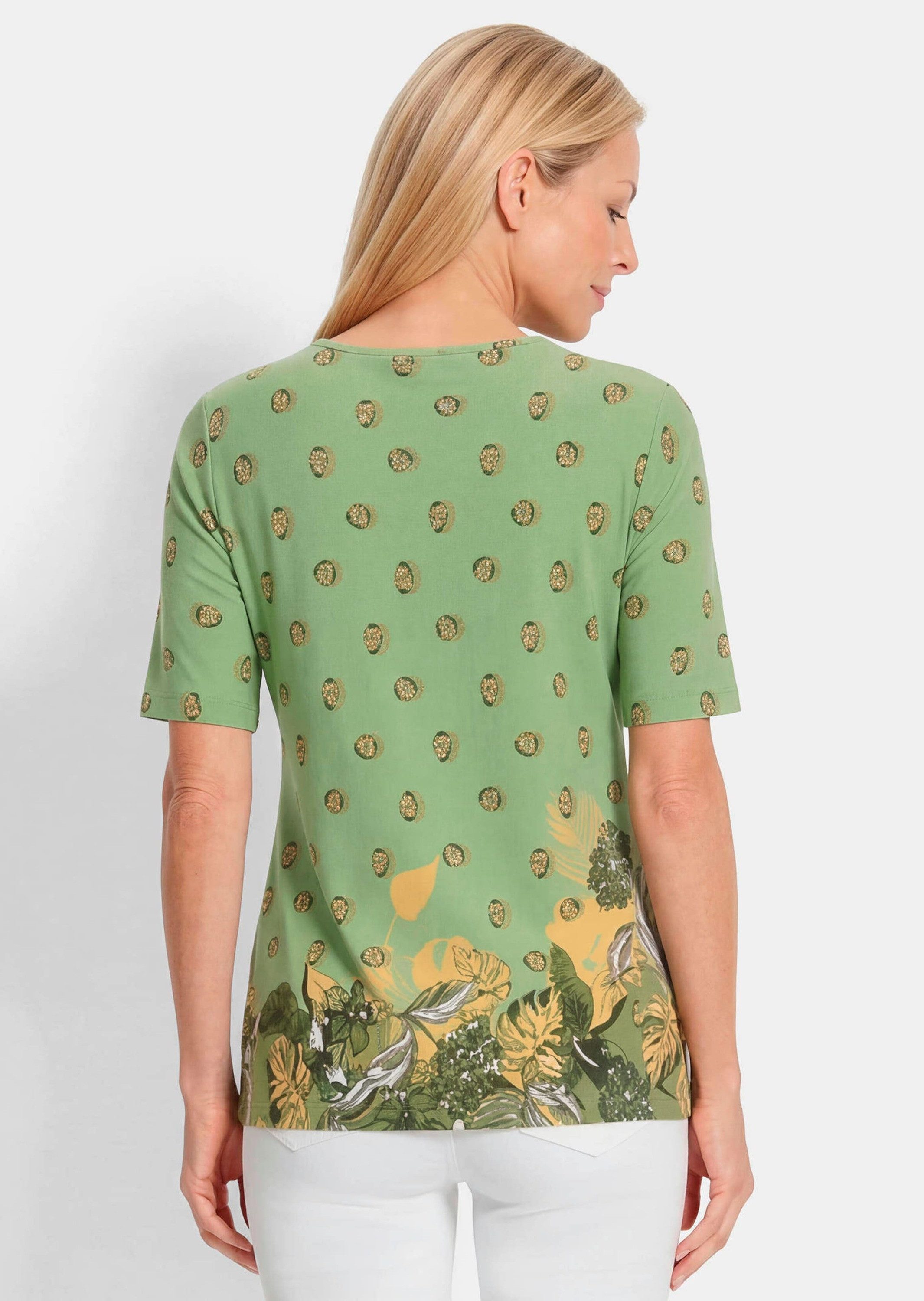 GOLDNER Print-Shirt Viskoseshirt mit Blüten- und Blätter-Print