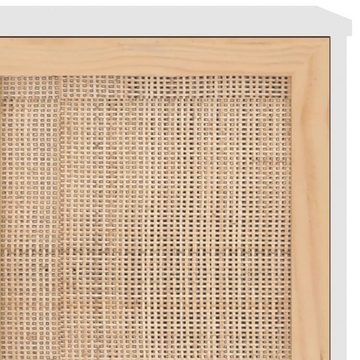 vidaXL Sideboard Sideboard Weiß 105x30x60 cm Massivholz Kiefer und Natur-Rattan (1 St)