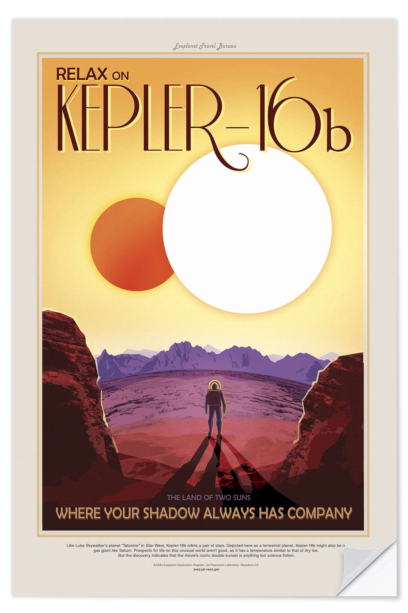 Posterlounge Wandfolie NASA, Retro Space Travel - Kepler16b, Grafikdesign