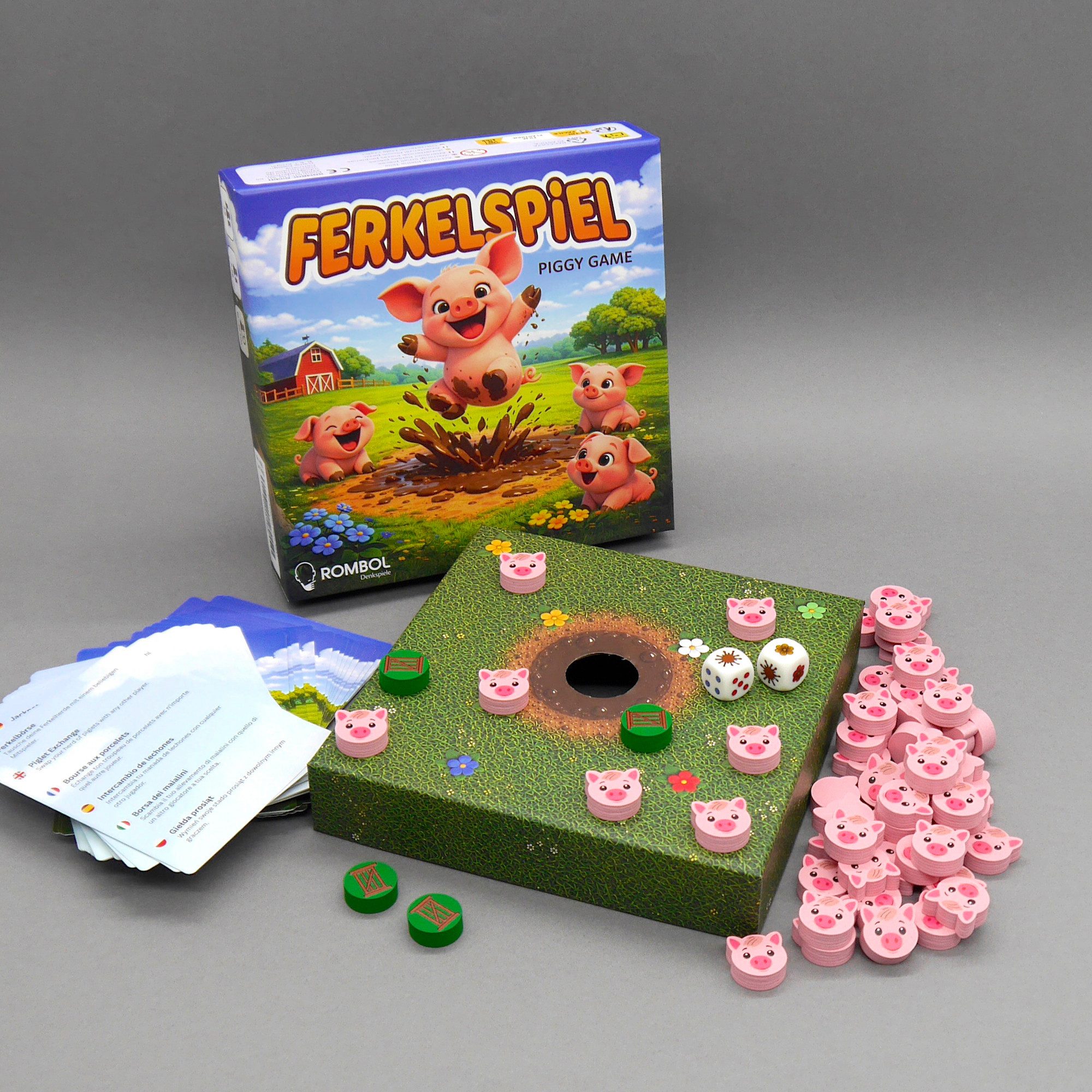 ROMBOL Denkspiele Spiel FERKELSPIEL - lustiges Würfelspiel, Würfelspiel, Schweinchenspiel