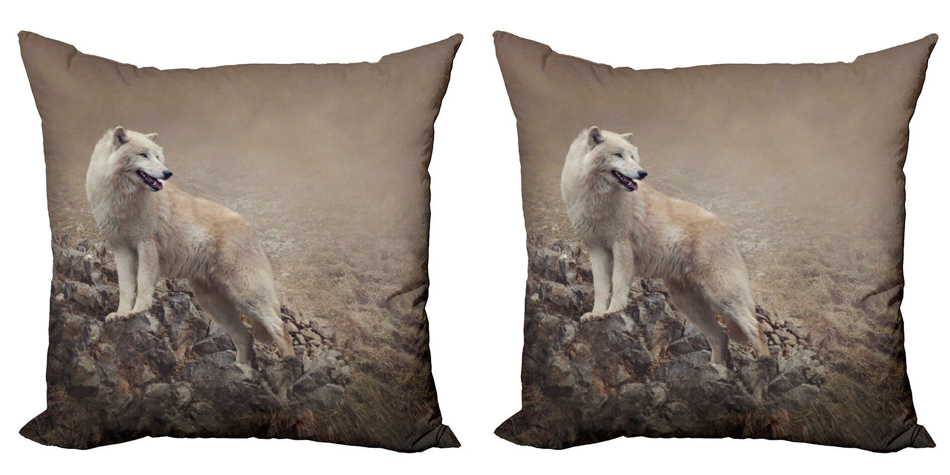 auf Kissenbezüge Stück), Accent (2 Doppelseitiger Felsen Wolf Modern Abakuhaus Digitaldruck, Tier den White