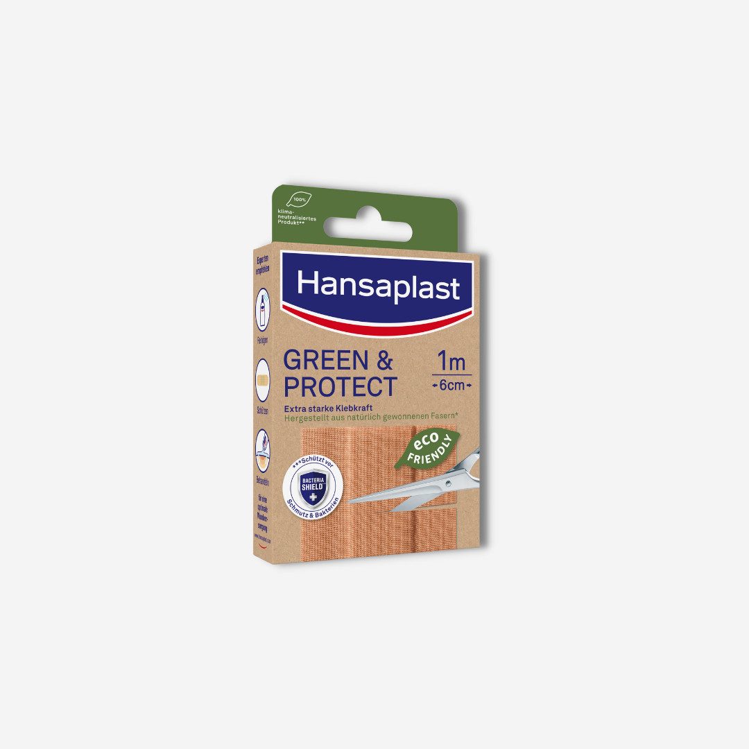 Hansaplast Wundpflaster Green & Protect Pflaster 1m x 6cm