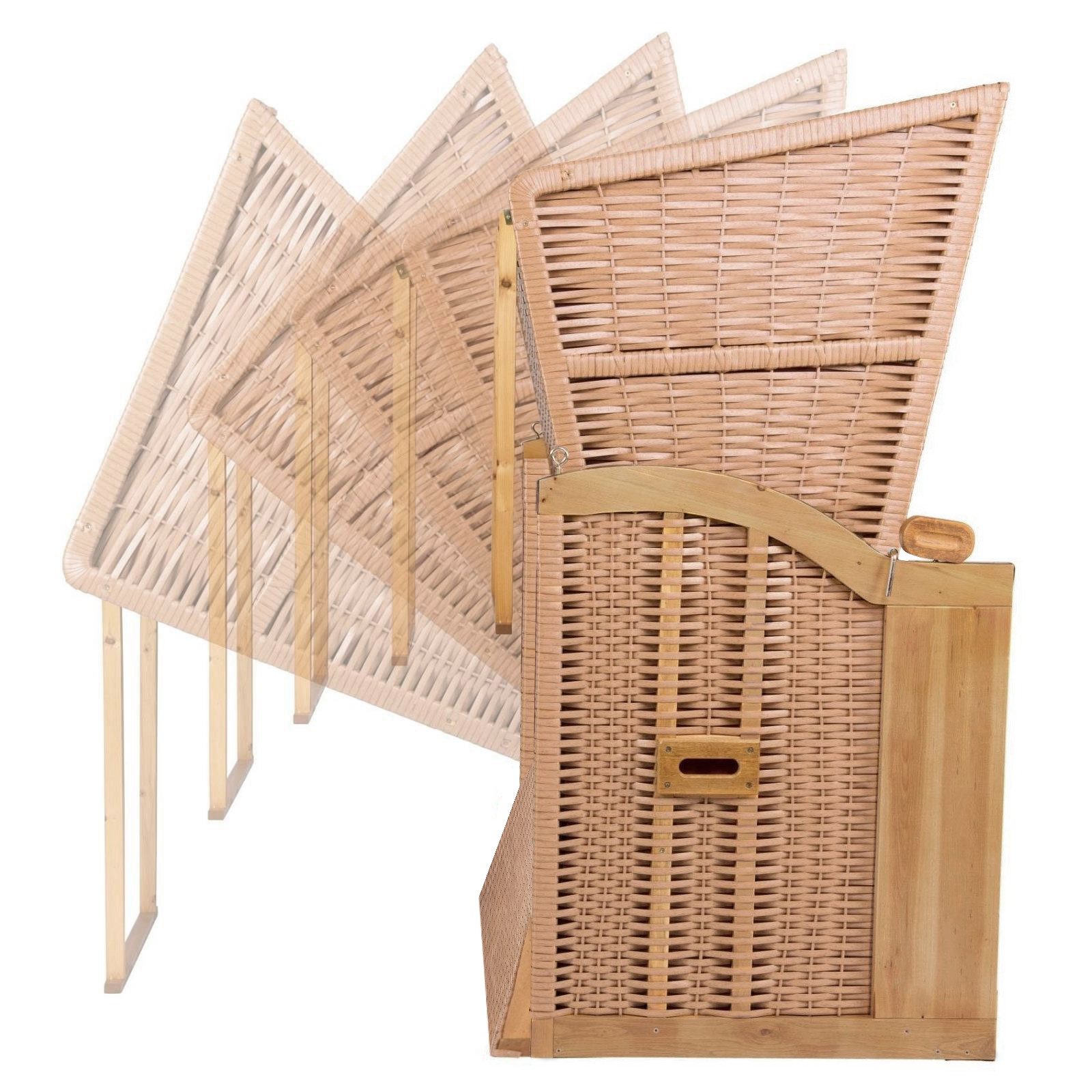 Strandkorb Hanse Strandkorb Strandkorb Ostsee XXL 2,5-Sitzer Volllieger Beige Rot, BxTxH: 150x80x160 cm, Ostsee XXL Volllieger, Ostsee 2,5-Sitzer Modell 2025, Stabiles Wacholder mit handgefertigtem Polyrattangeflecht