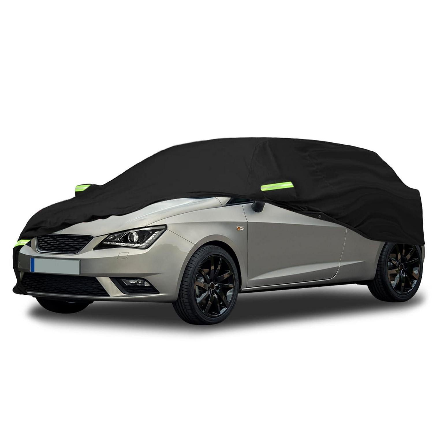 LuxusKollektion Autoplane Autoabdeckung Wasserdicht Ganzgarage Kompatibel mit SEAT Ibiza Schwarz