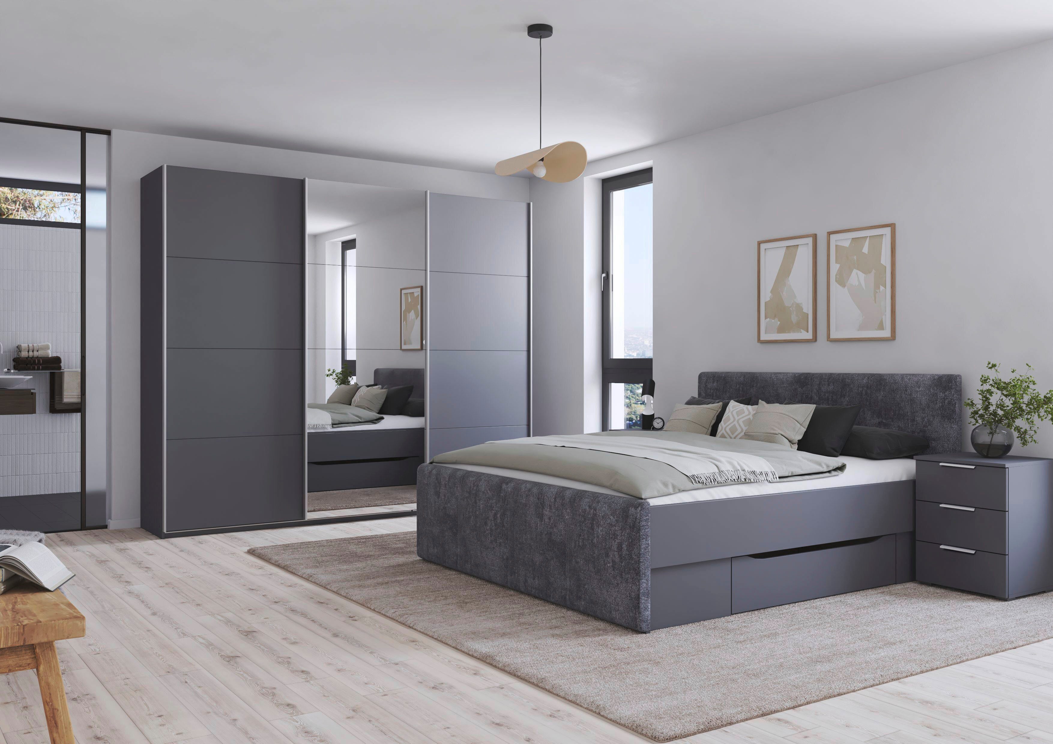 OTTO home Schwebetürenschrank Kleiderschrank Schrank Schlafzimmerschrank Garderobe AGORDO (Breiten 203/271/315/360 cm in drei Griff-Farben - NEU: Farbe SCHWARZ) Top Innenausstattung, in 4 Breiten und 2 Höhen MADE IN GERMANY
