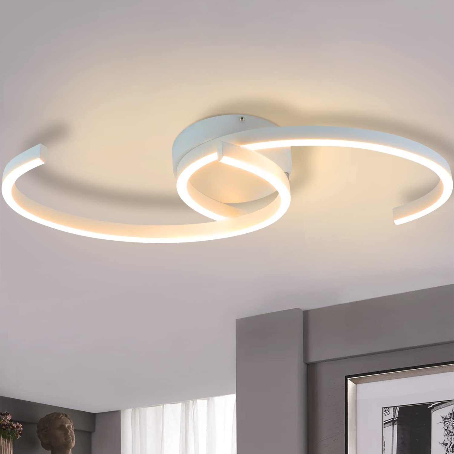 Nettlife Deckenleuchten Weiß Wohnzimmer Lampe 25W 3000K, LED fest integrier günstig online kaufen