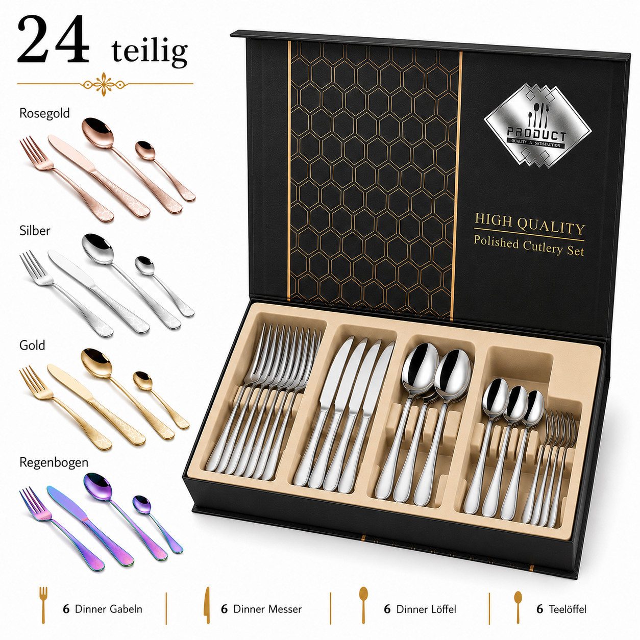 Faizee Home Besteck-Set Kopie von Otto Besteck Gift Box Gold #1
