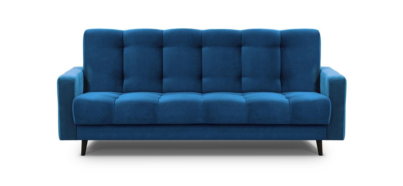 BIS, (kronos Velours-Bezug Sofa 09) Nancy Bettkasten, Marineblau Beautysofa mit Holzbeine, Relaxfunktion, Schlafsofa mit