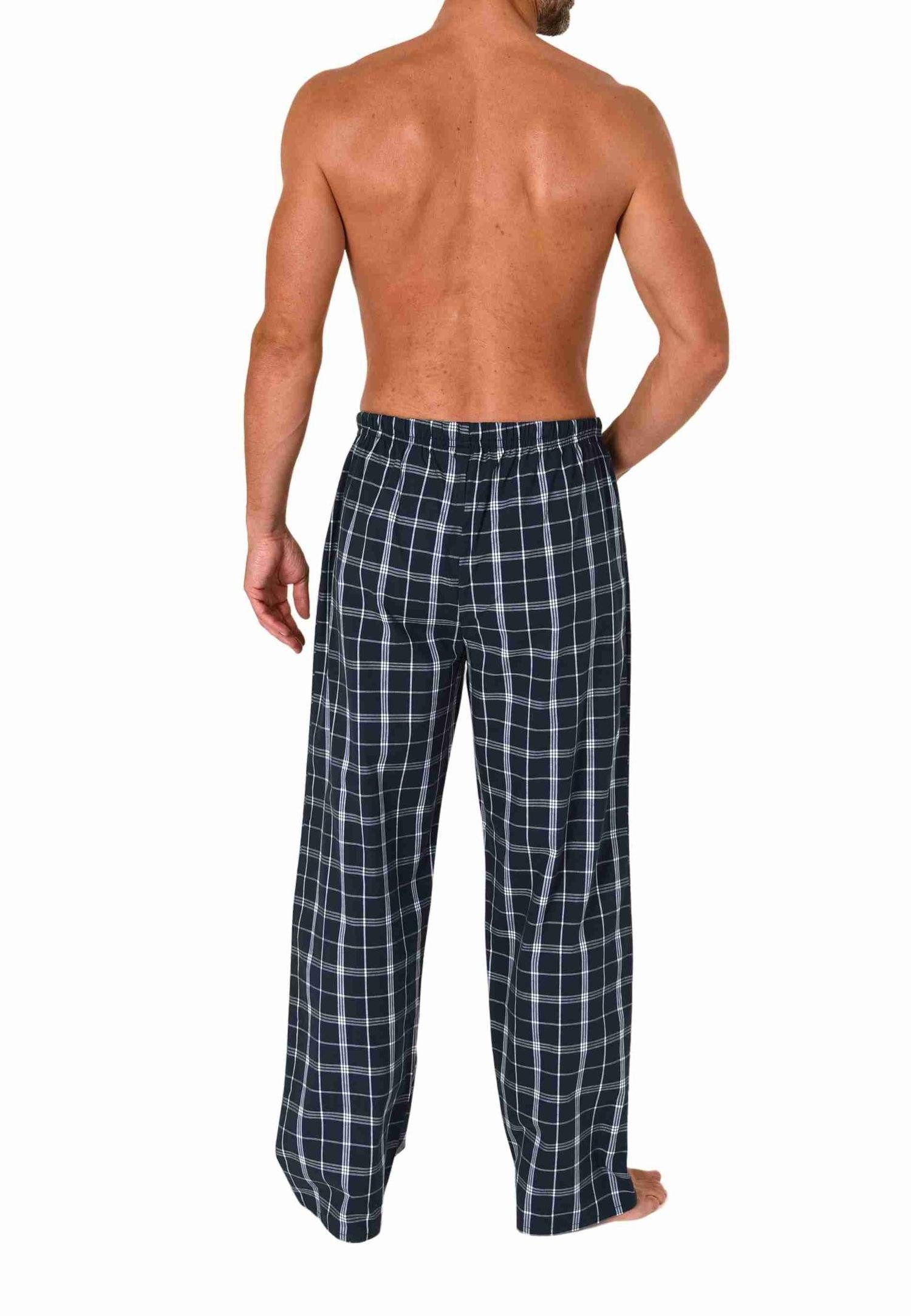 Normann Pyjama Herren Schlafanzug Hose lang kariert aus Baumwolle