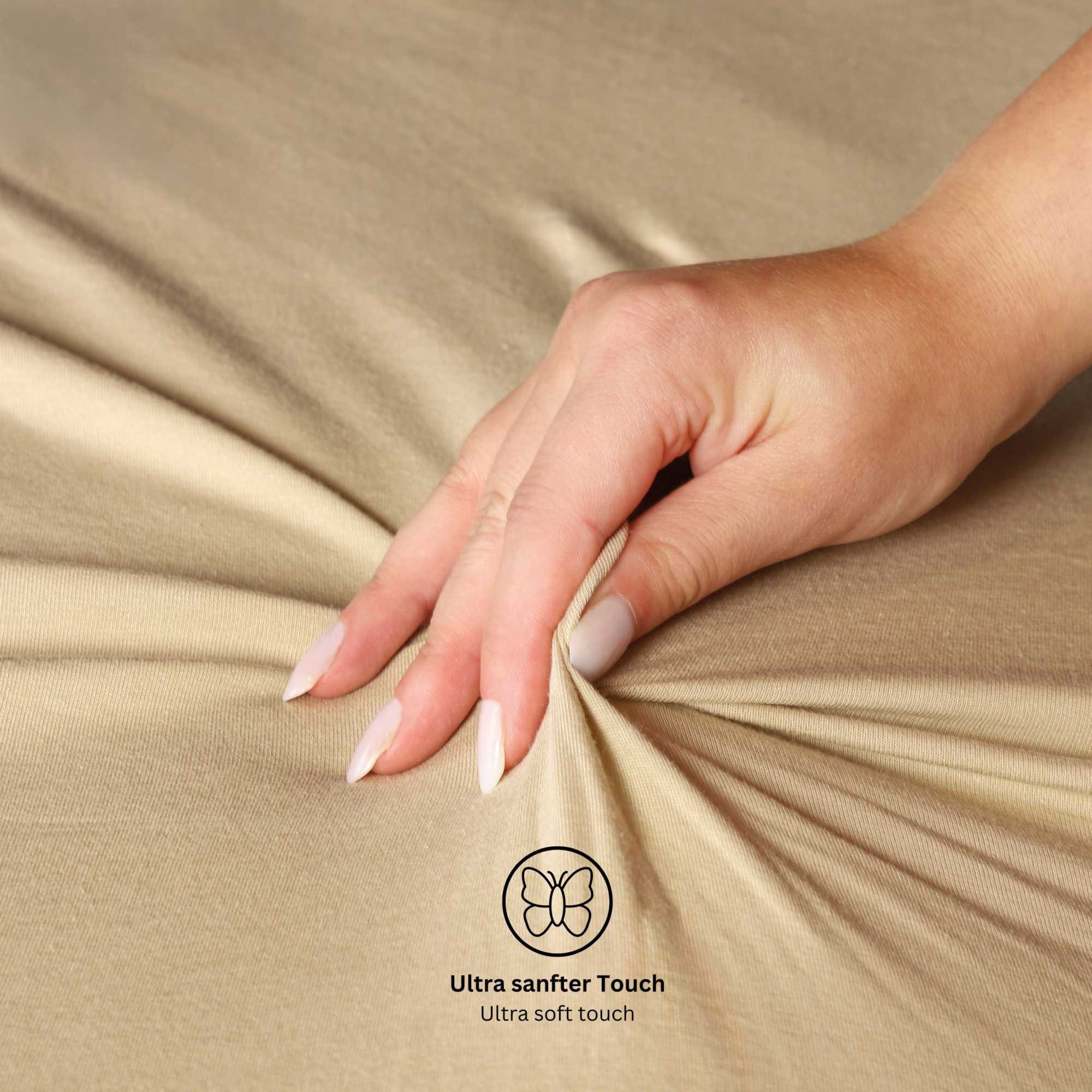 Esprit Spannbettlaken PREMIUM Spannbettlaken, Mischgewebe, Gummizug: rundum, (2 Stück), 100 x 200 cm - 2er Set in Beige – Bild 4 von 5