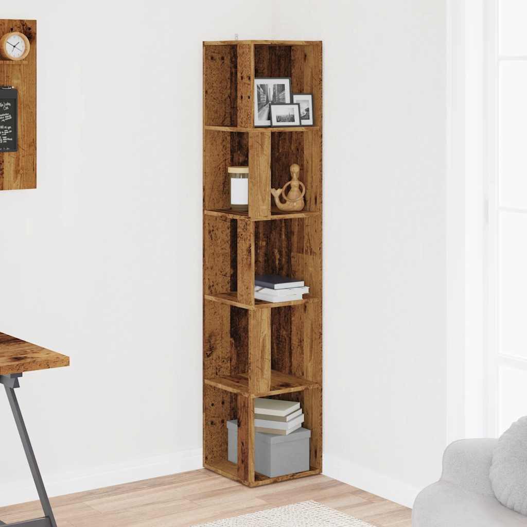 vidaXL Eckregal Eckregal Altholz-Optik 33x33x165 cm Holzwerkstoff, 1-tlg.