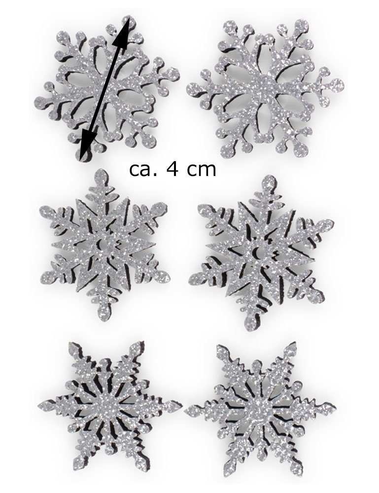 RIFFELMACHER & WEINBERGER Konfetti mit ca. Silber 70092 - Glitter - Filz Weihnachtsdekoration Schneeflocken 4cm Tischschmuck 3D Streudeko