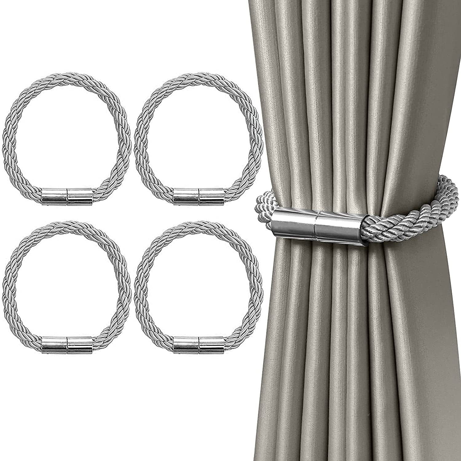 Agger Raffhalter Magnetische Vorhang Raffhalter, Raffhalter für Vorhänge mit Magnet, (4-tlg), Raffhalter für Gardinen Halterung Vorhang Halter Gardinen zubehör
