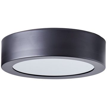 Lightbox Deckenleuchte, ohne Leuchtmittel, Deckenlampe, 6cm, Ø23cm, E14, max. 40W, Metall/Glas, schwarz/rauchglas