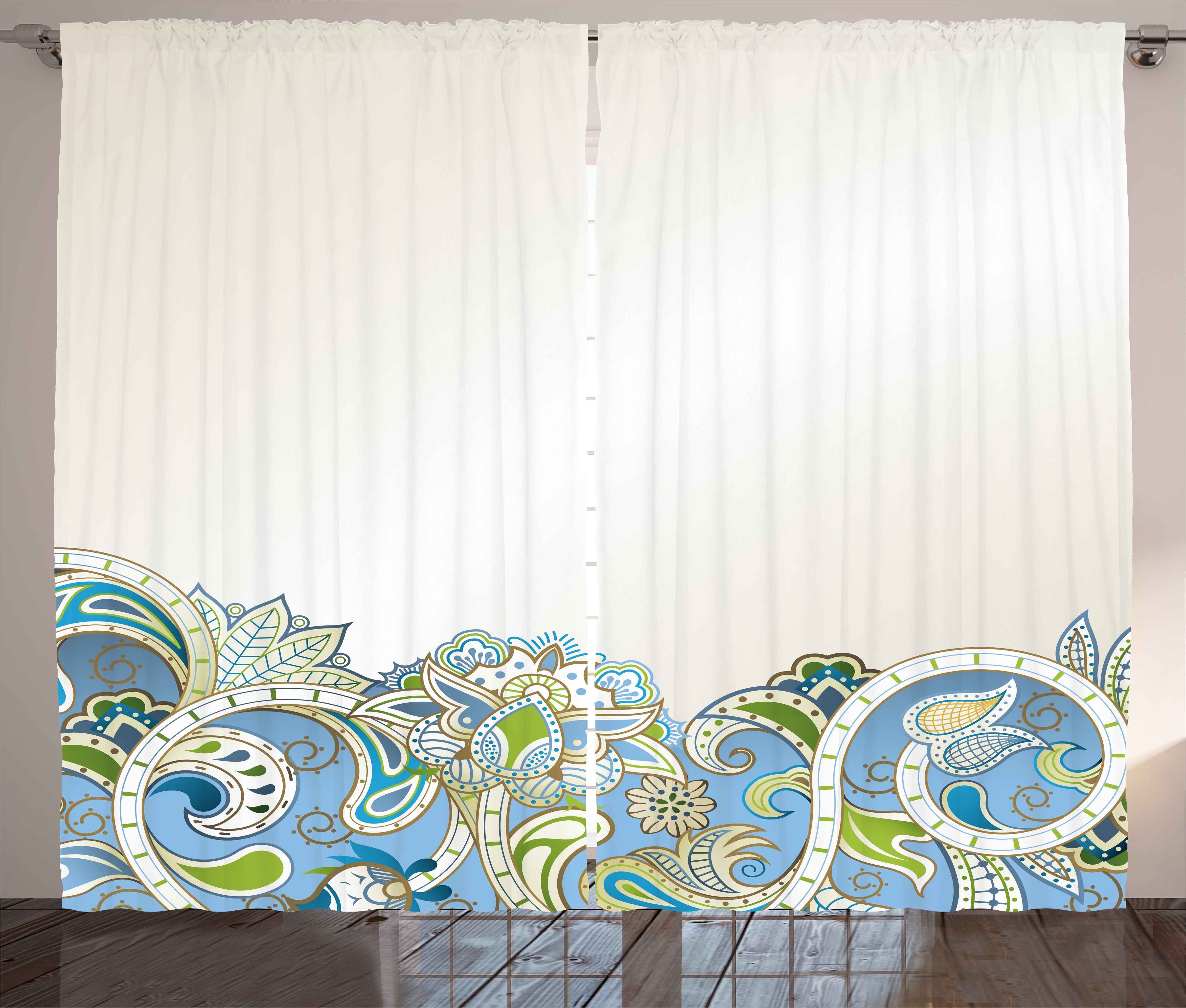 Gardine Schlafzimmer Kräuselband Vorhang mit Schlaufen und Haken, Abakuhaus, Blumen Abstrakte Blumen Kurvige