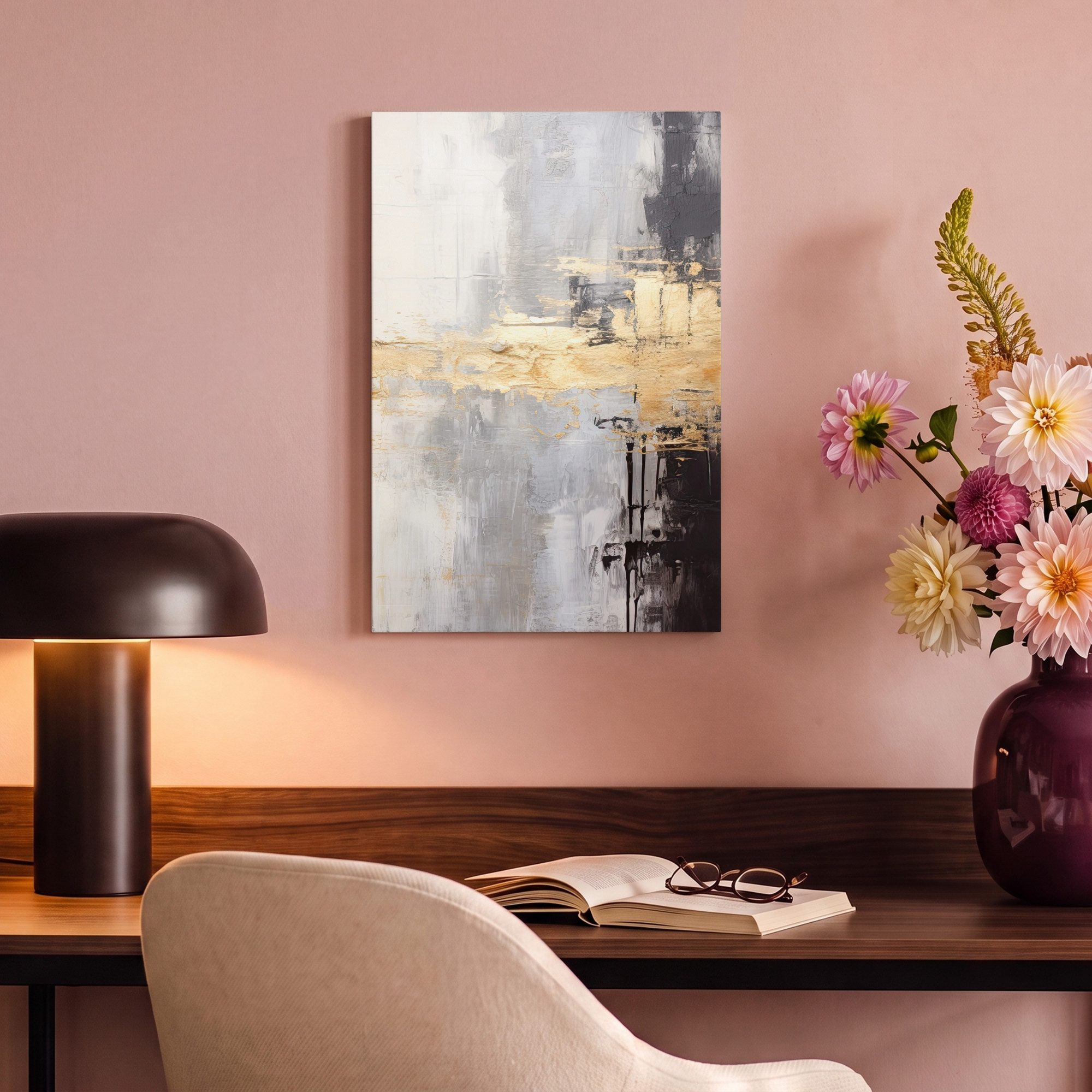 OneMillionCanvasses® Leinwandbild Gold - Luxus - Acryl - Kunst, Fotodruck (1 St), Leinwand Canvas Wandbild, Wanddekoration 20x30 cm – Bild 4 von 5
