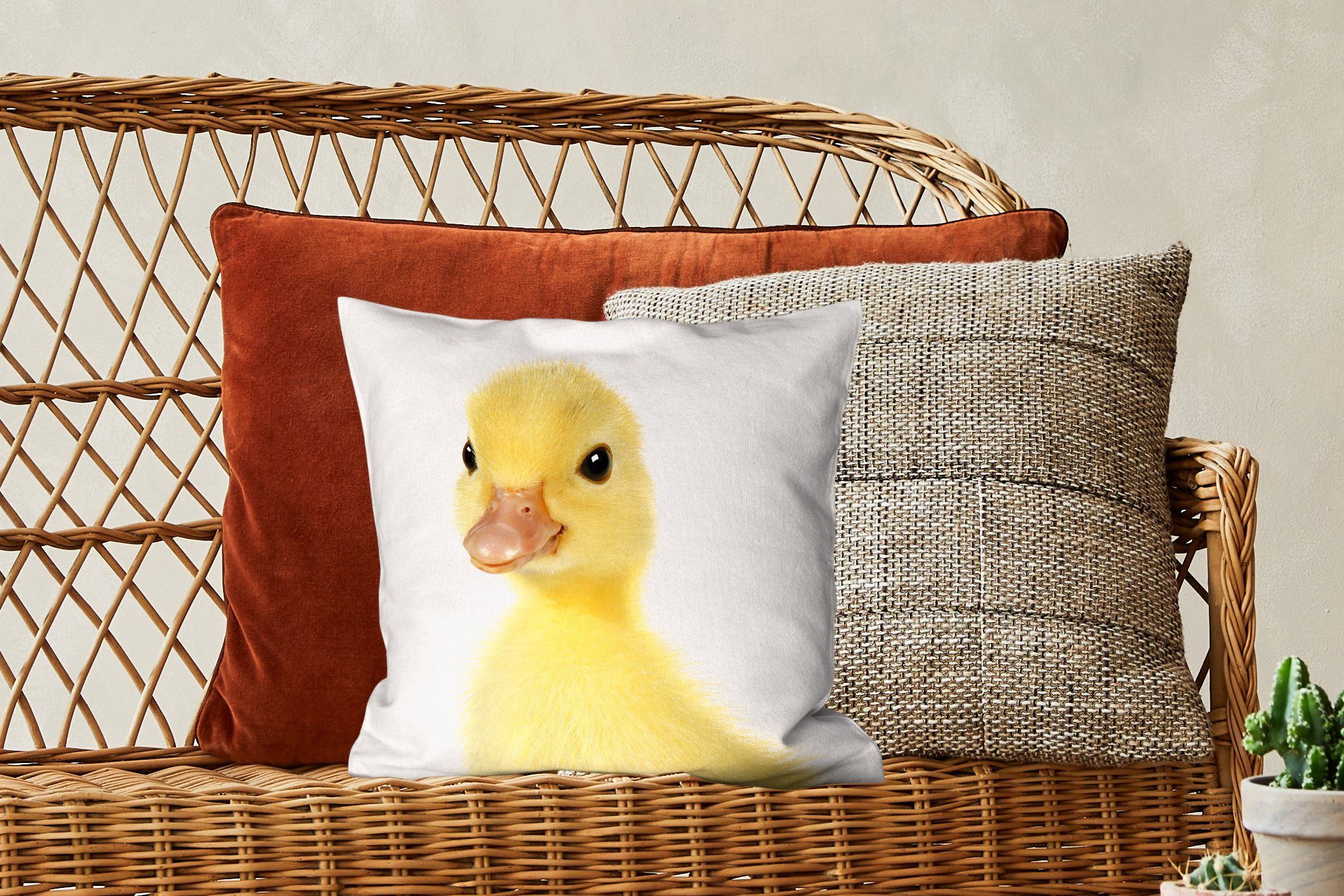 MuchoWow Dekokissen Tiere für Deko, Gelb, mit - Ente - Sofakissen Schlafzimmer, Wohzimmer, Zierkissen Füllung