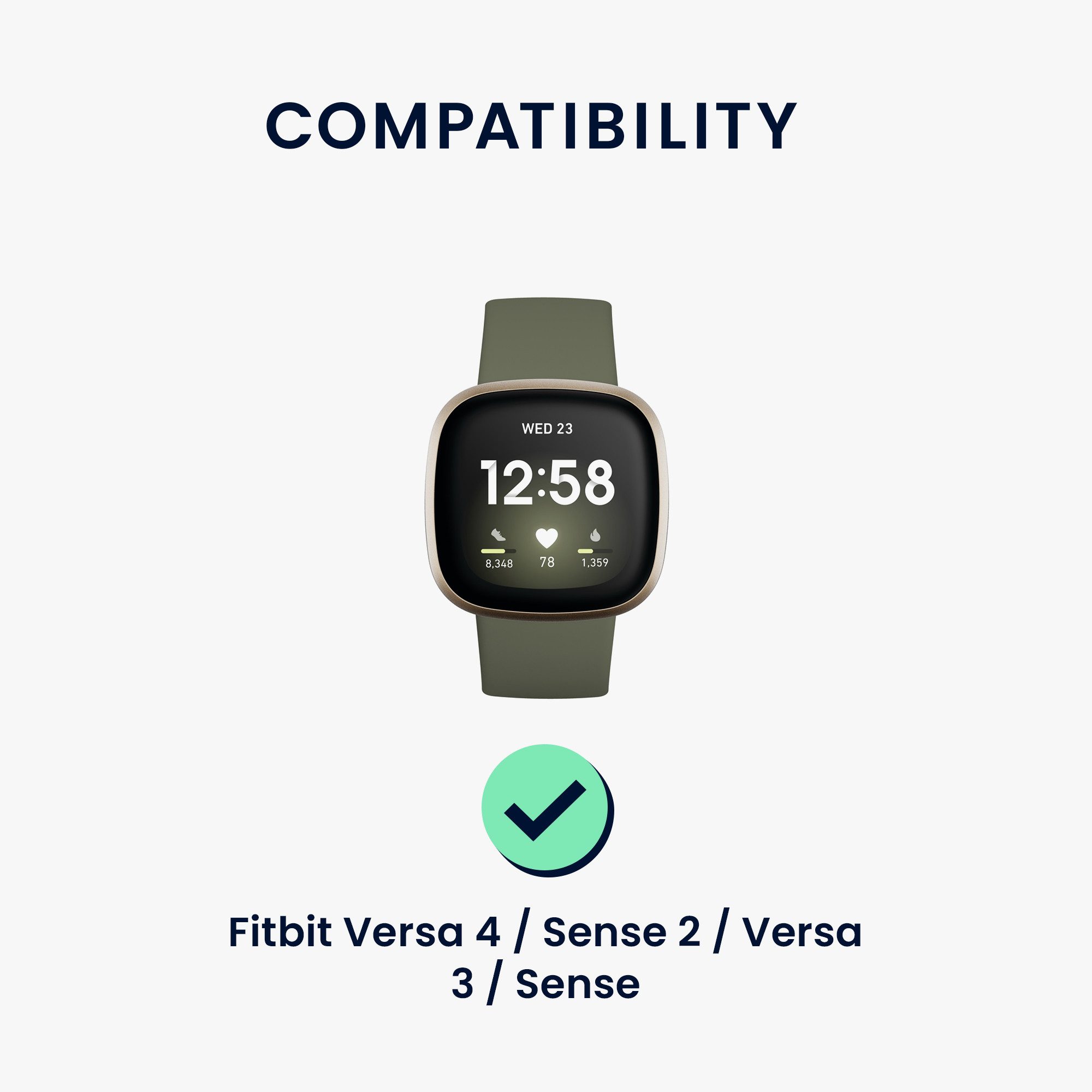 kwmobile Adapter mit 20mm Bandbreite Fitbit Versa 4 / Sense 2 / Versa 3 / Sense Smartwatch, 4-tlg., Uhrenarmband Smartwatch Armband Anschlussadapter Set aus Metall