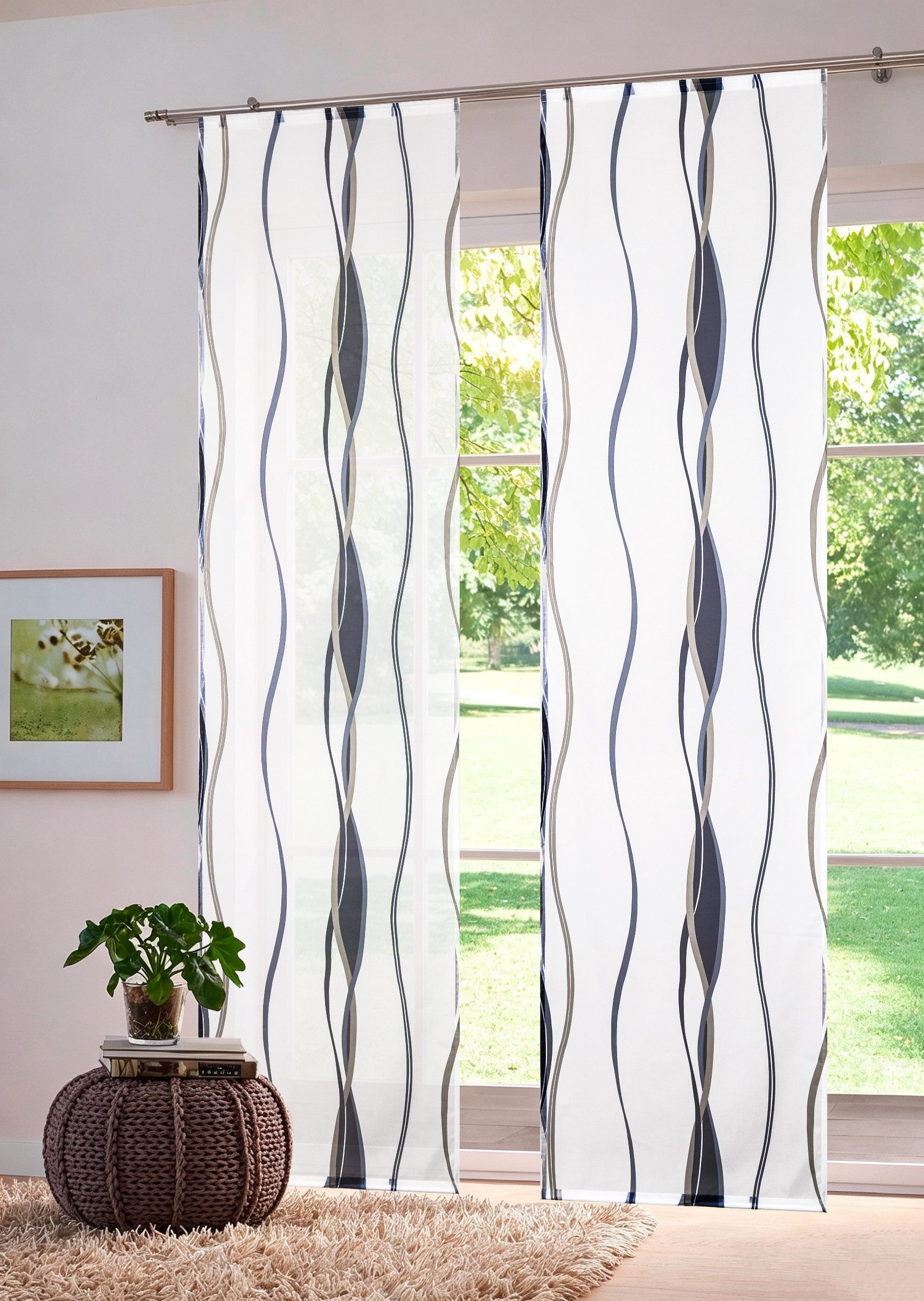 OTTO home Schiebegardine Dimona (2 St), transparent, Polyester, 2-er Set, Fertiggardine, mit Befestigungszubehör, Wellen