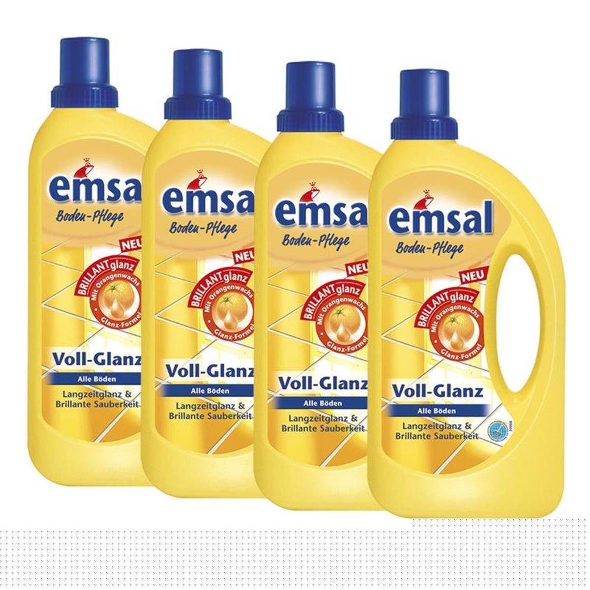 emsal 4x emsal Boden-Pflege Voll-Glanz 1 Liter, Langzeitglanz & Brillante Sa Fussbodenreiniger