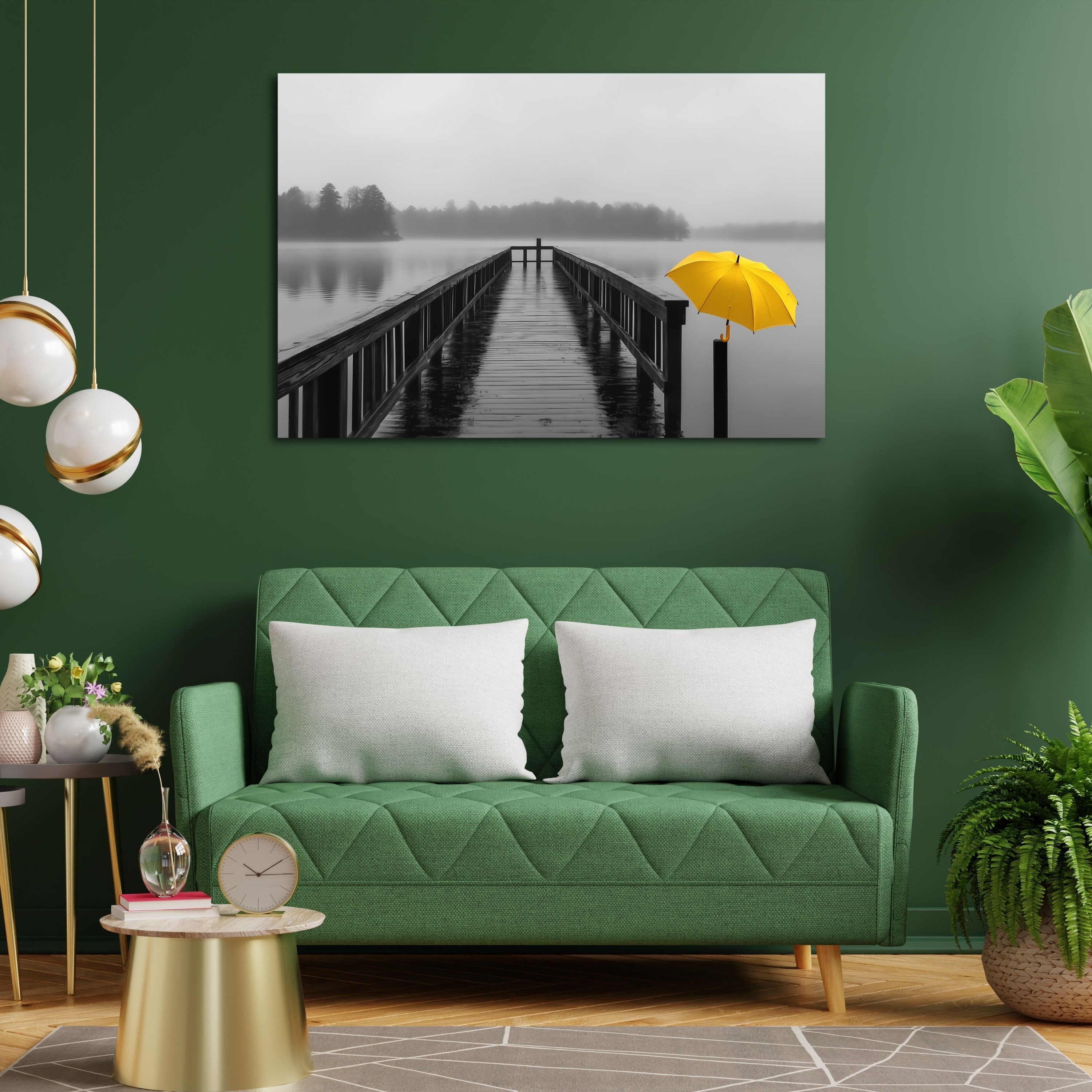 DARO Design Leinwandbild Modern Abstrakt Wandbilder XXL Wandbild Wand Deko Leinwand Bilder, (gelber Regenschirm - Bild Groß Wohnzimmer Schlafzimmer Küche Esszimmer Einteilig Querformat Fotodruck Leinwände Wanddeko Abstrakte Kunst Boho), 30x20cm